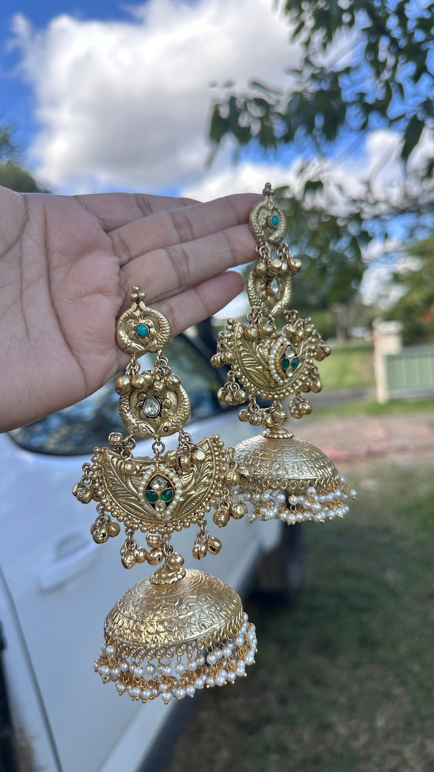 Sabyasachi inspired banjara jhumka earrings oversized german silver