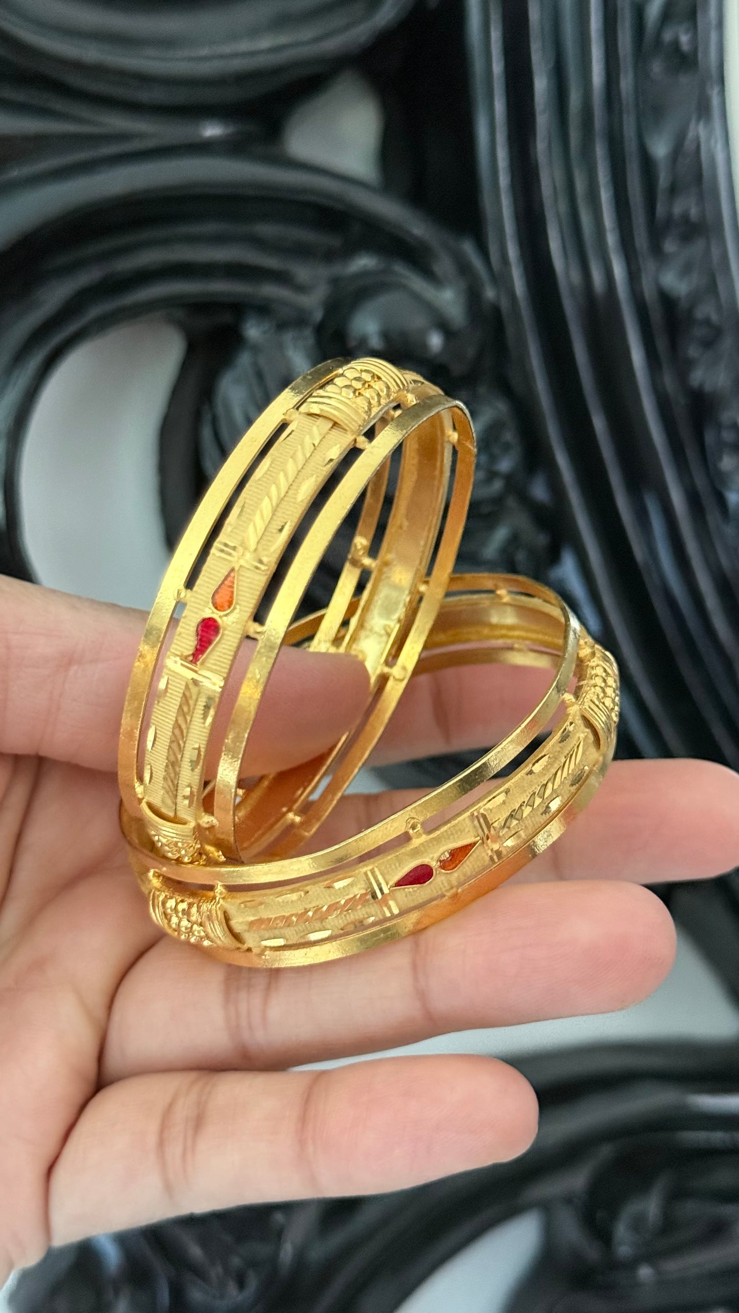 Gold plated kangan Sandookh collection design no 40