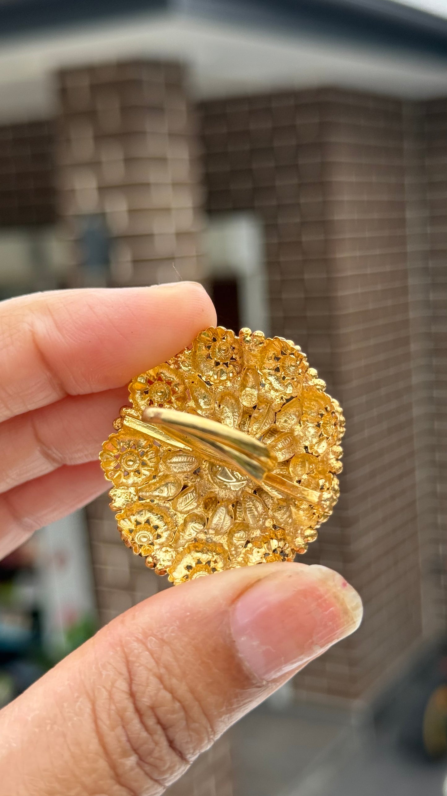 Antique gold plated ring adjustable Sandookh collection