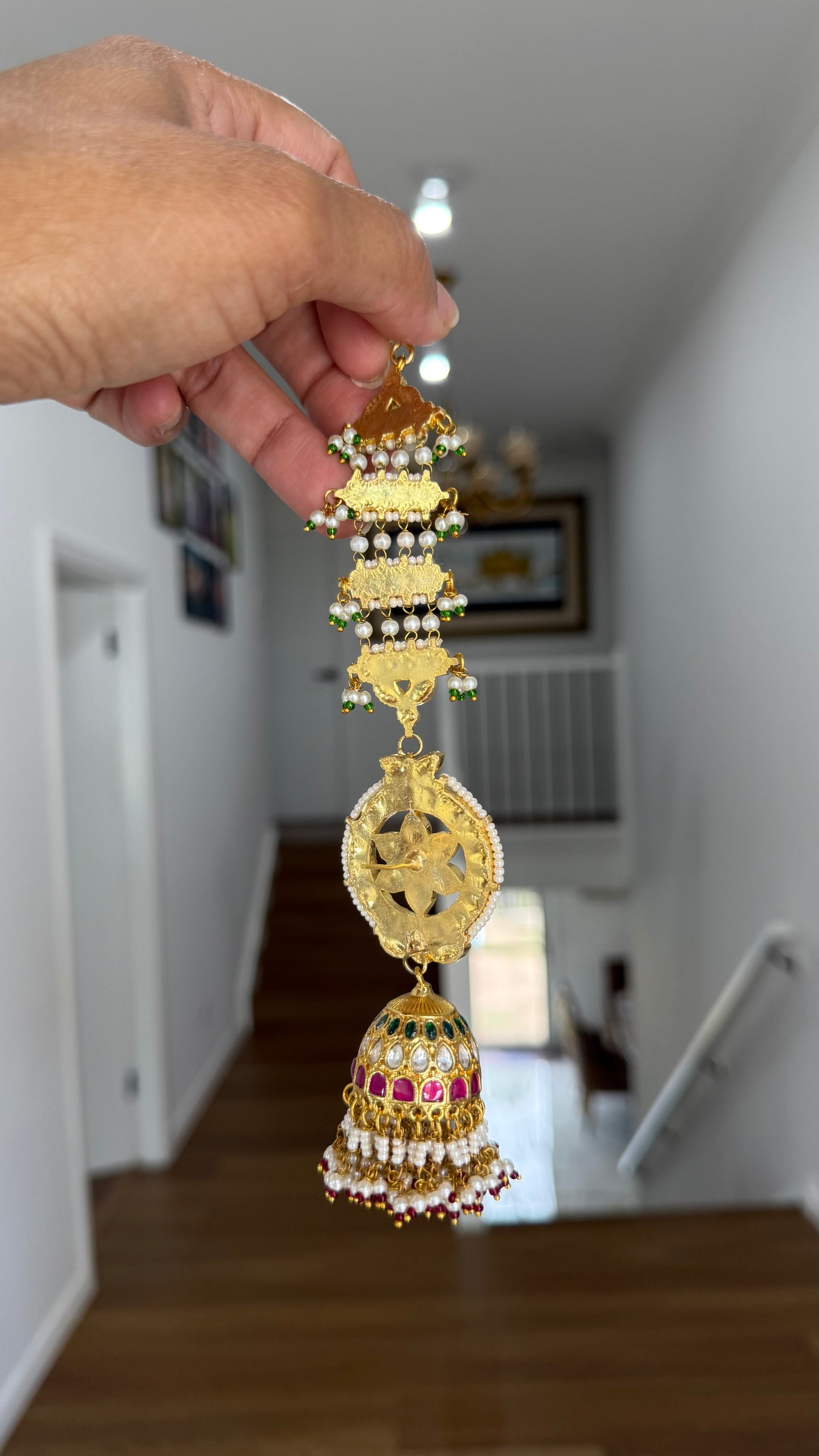 Pachi Kundan jhumka earrings