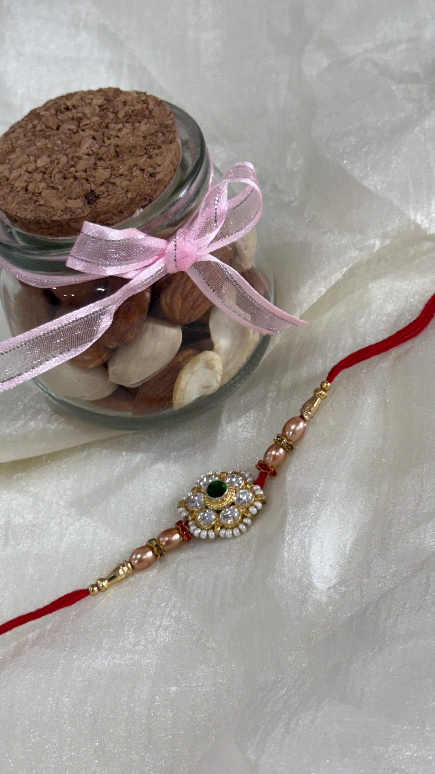 Premium Pachi Kundan Rakhi for Brother Hand Made