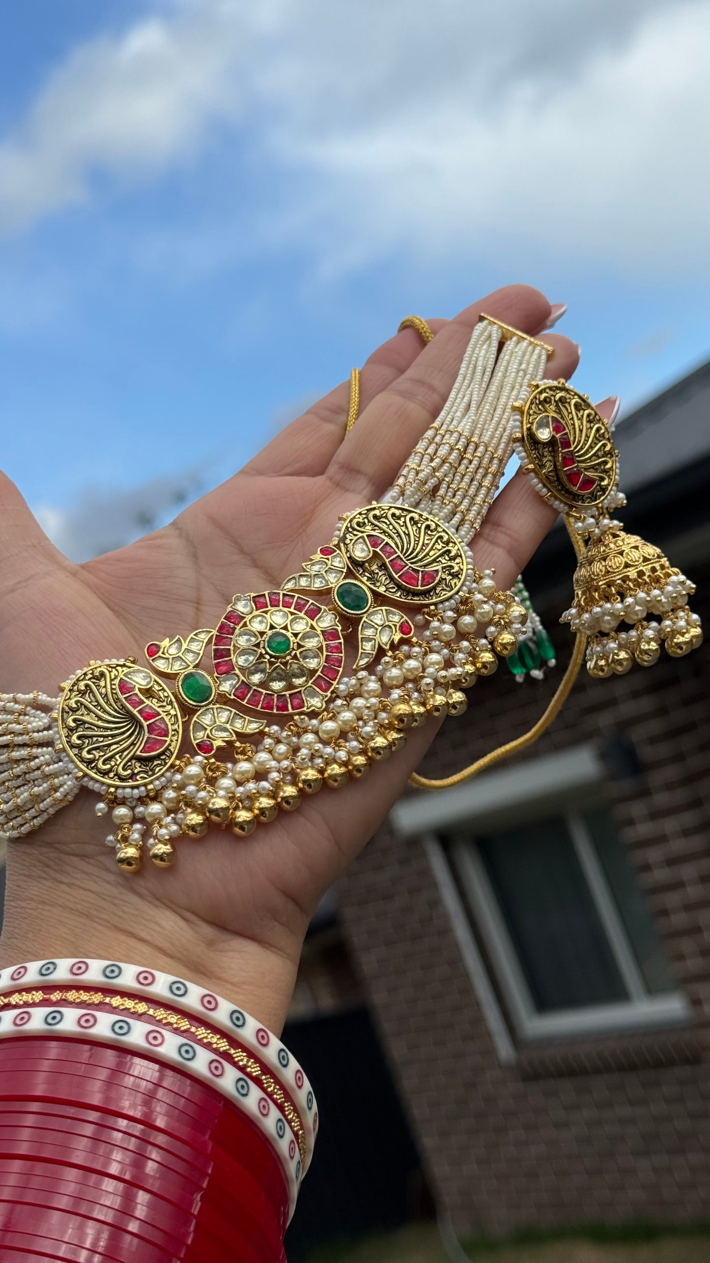 Pachi Kundan Choker Set – Bridal Indian Jewelry with Earrings