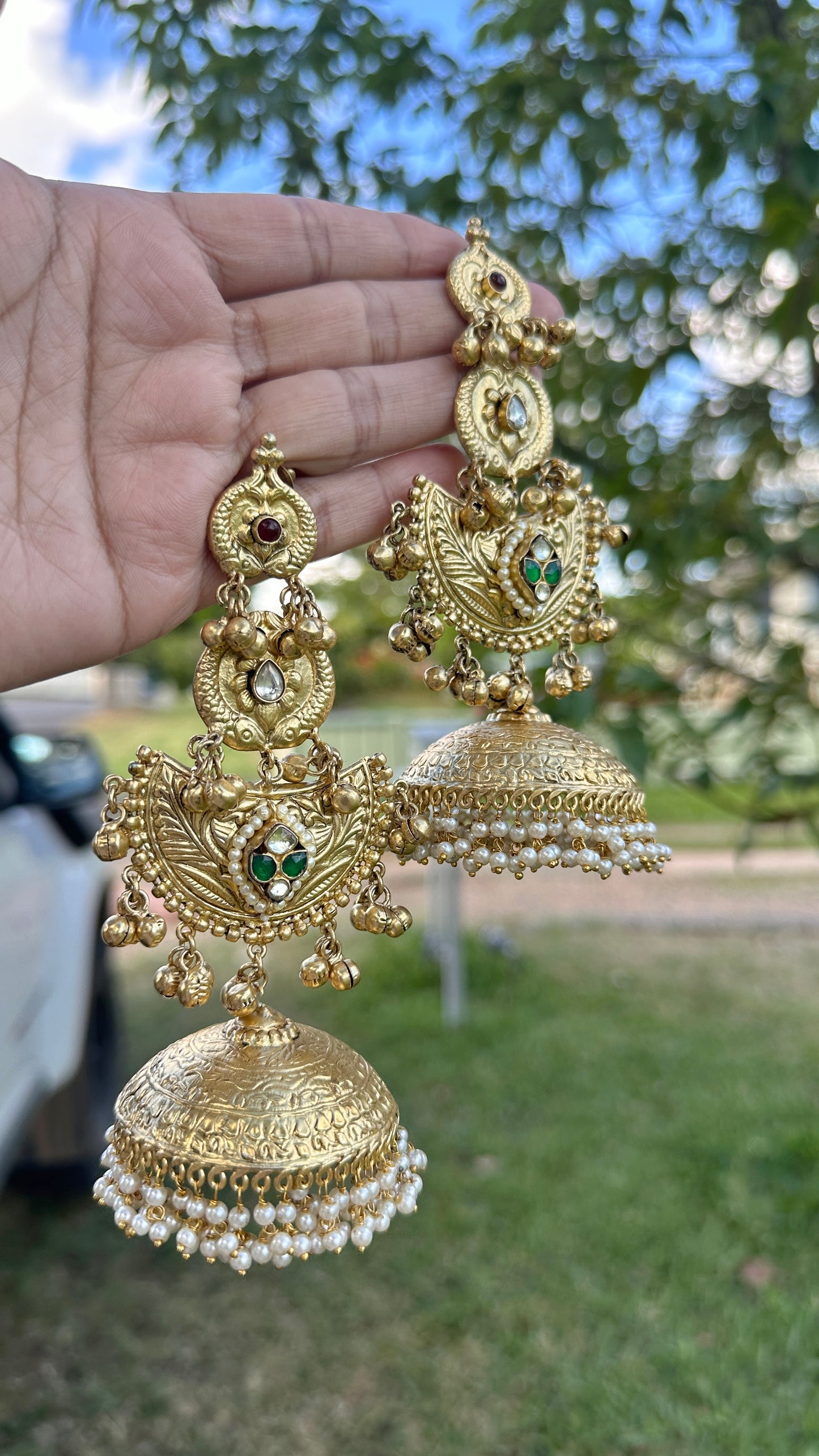 sabyasachi inspired banjara jhumka earrings oversized german silver