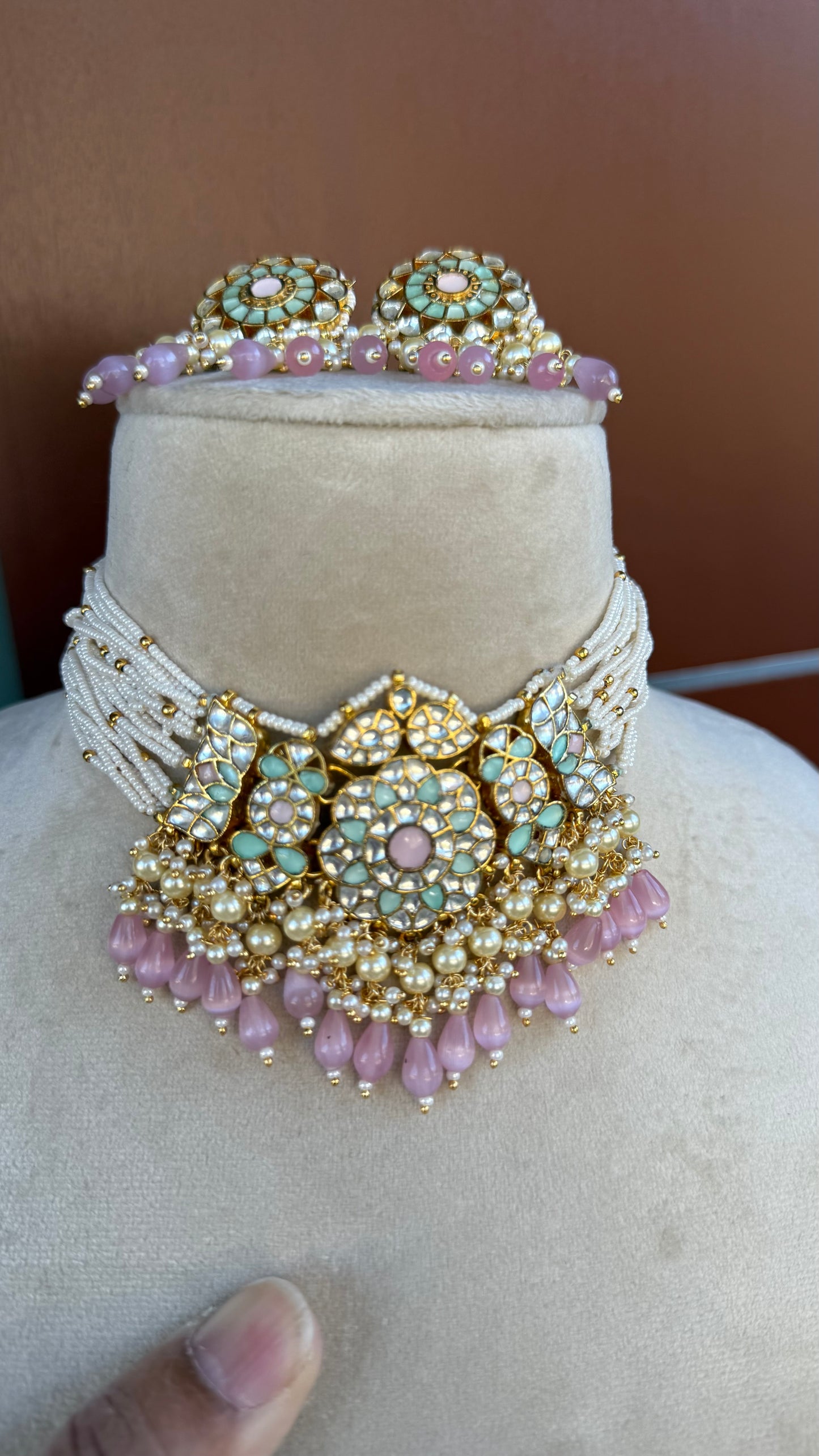 Pachi Kundan Choker Set – Bridal Indian Jewelry with Earrings