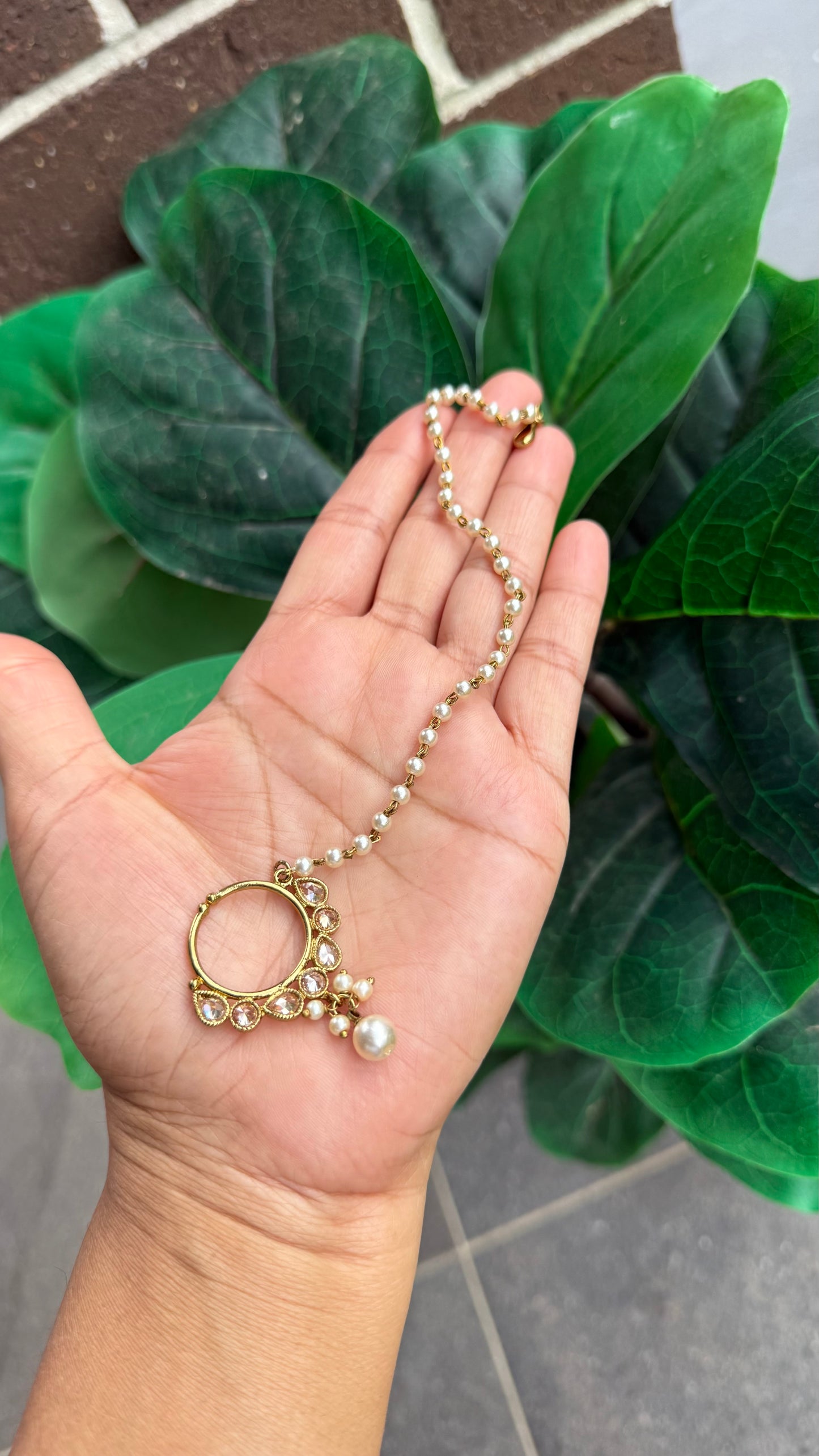 Kundan Nath (Non-Piercing Nose Ring) – Traditional Bridal Nath