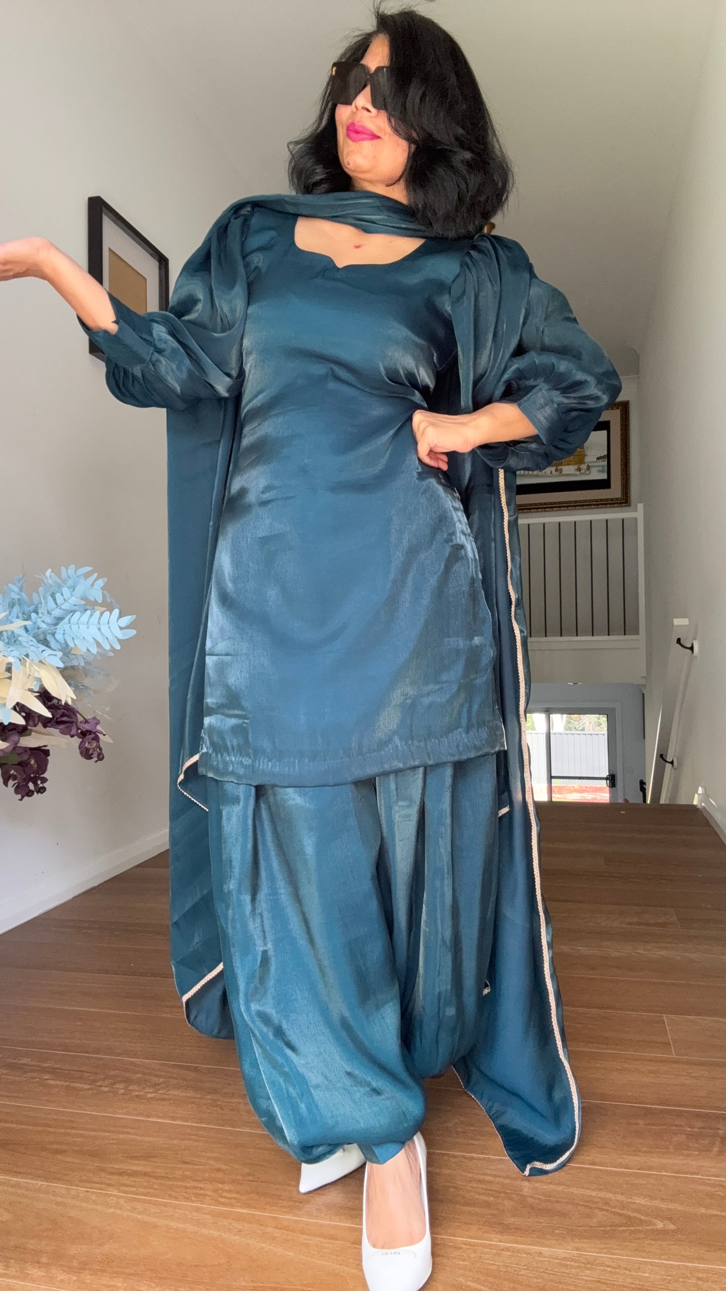 Salwar suit / Punjabi suit Teal peacock mix shade