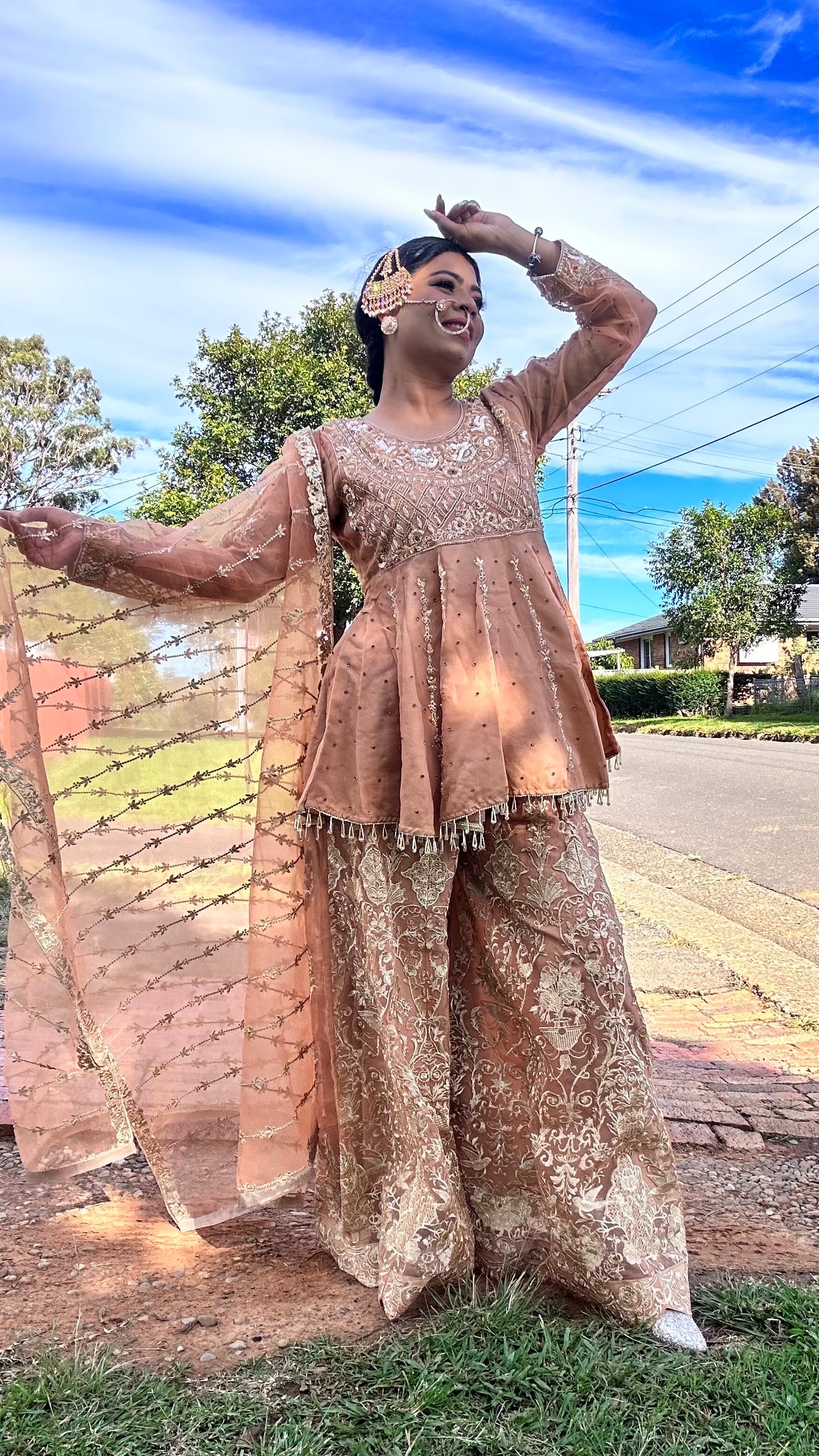 party wear suit pakistani outfit peplum style with loose palazo