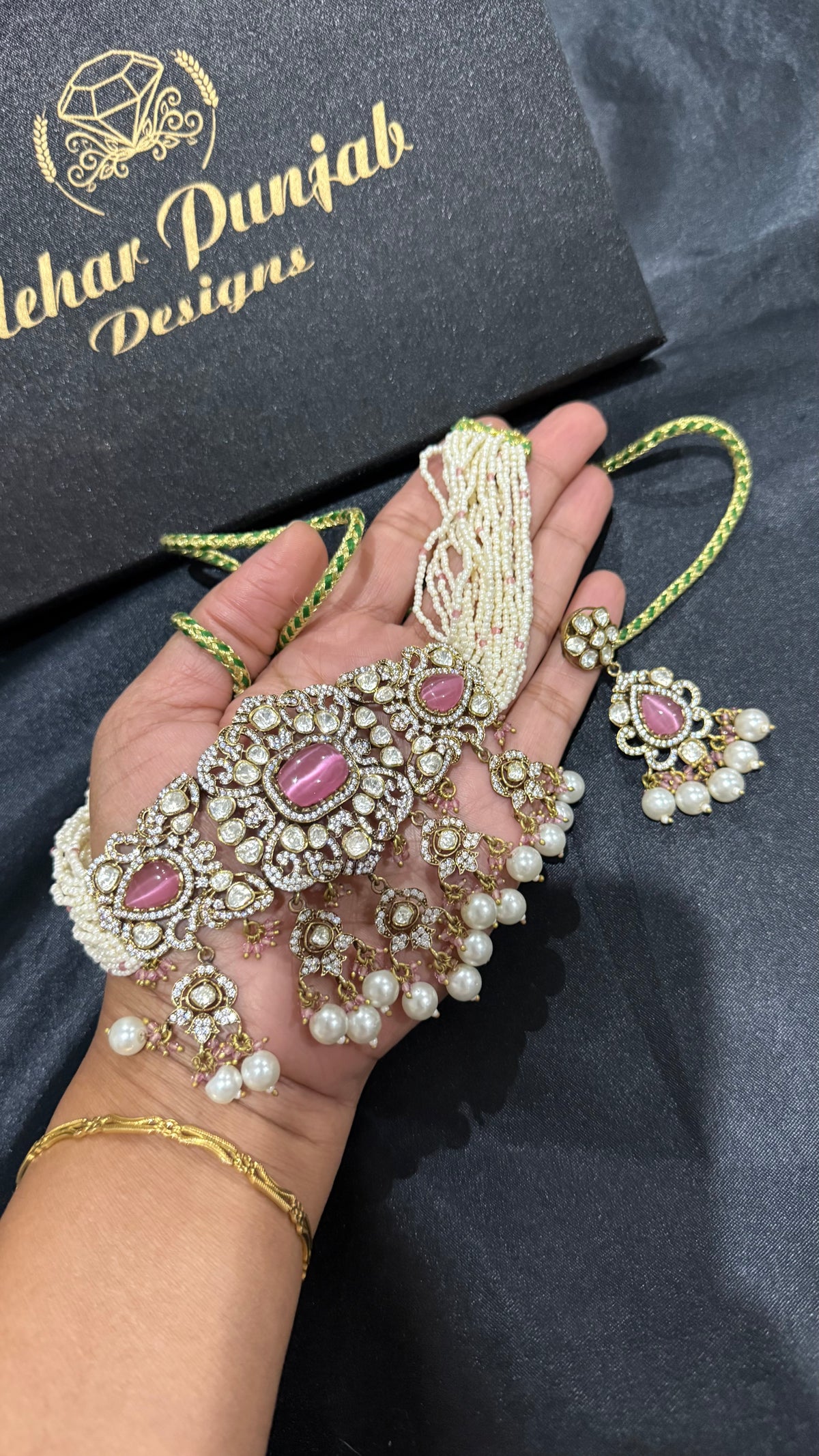 Moissanite Choker Necklace Set – Indian Bridal Jewellery