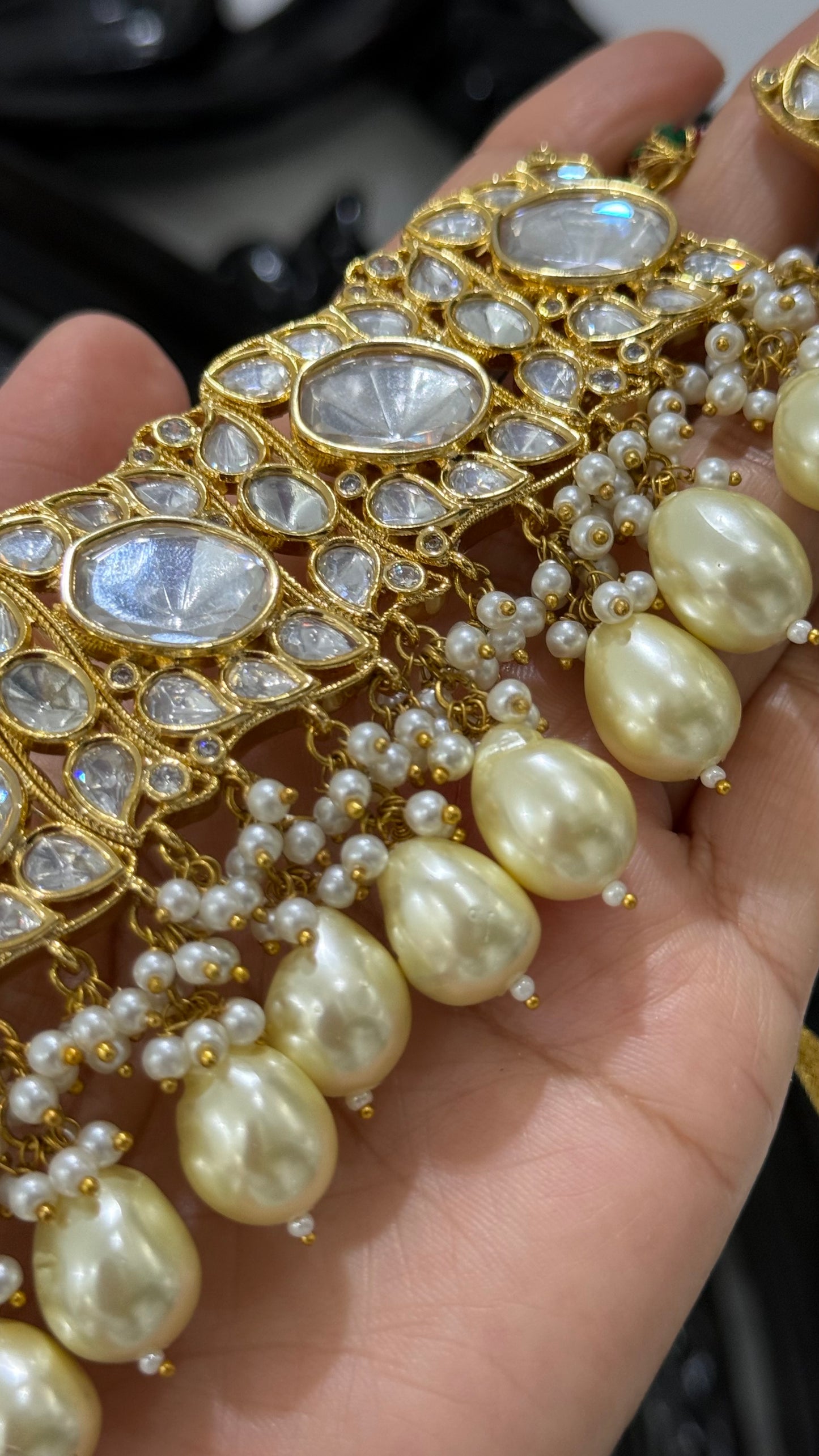 Gold Plated Kundan Necklace with Earring