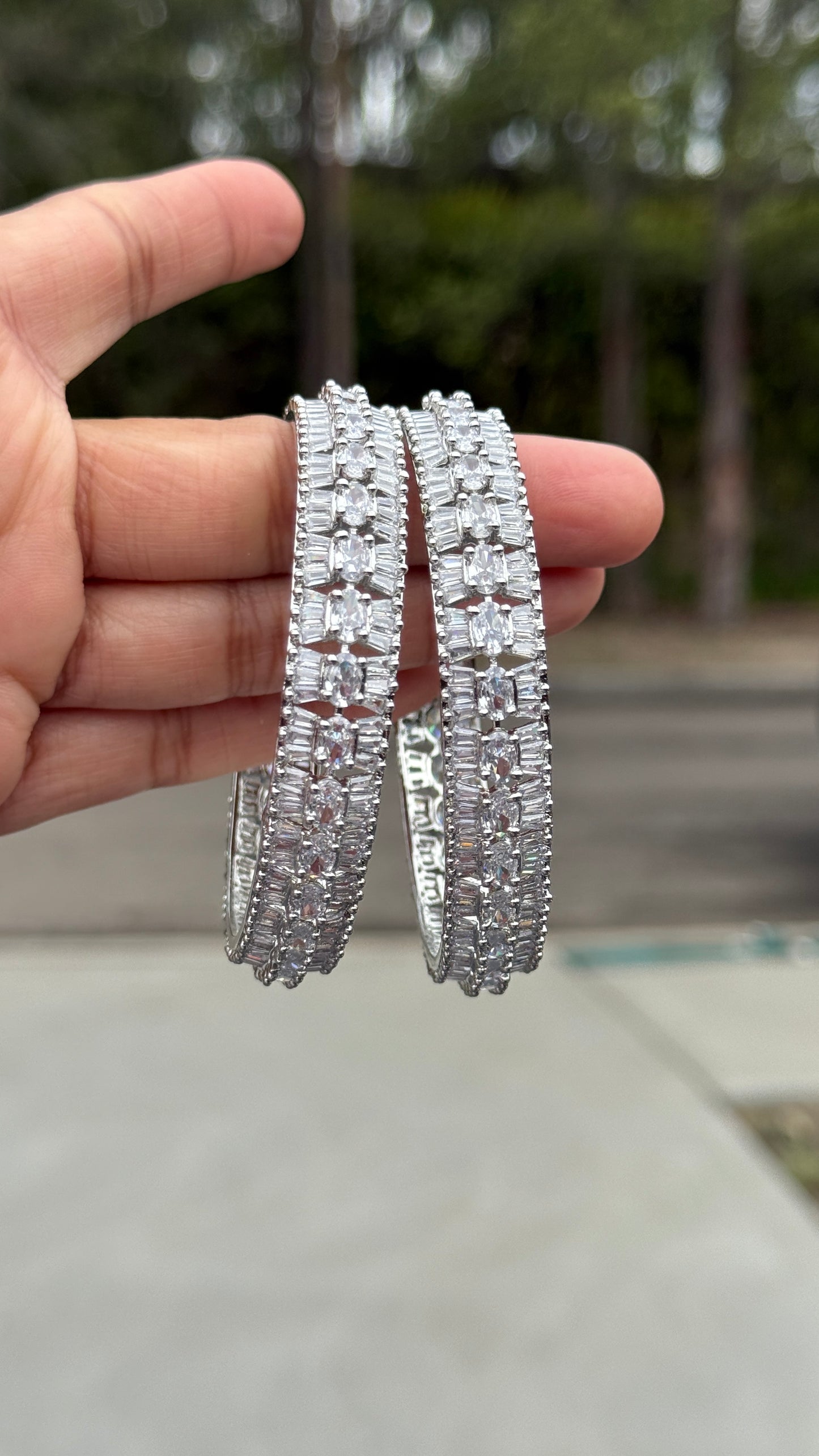 American Diamond silver kangan