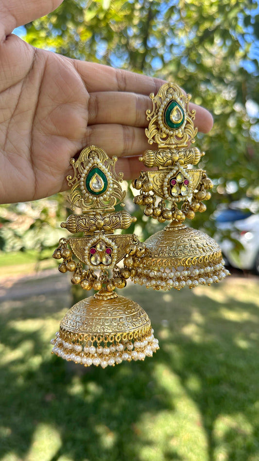 sabyasachi inspired banjara jhumka earrings oversized german silver