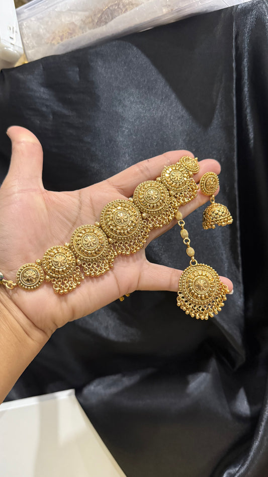 Antique gold look choker or necklace Sandookh collection