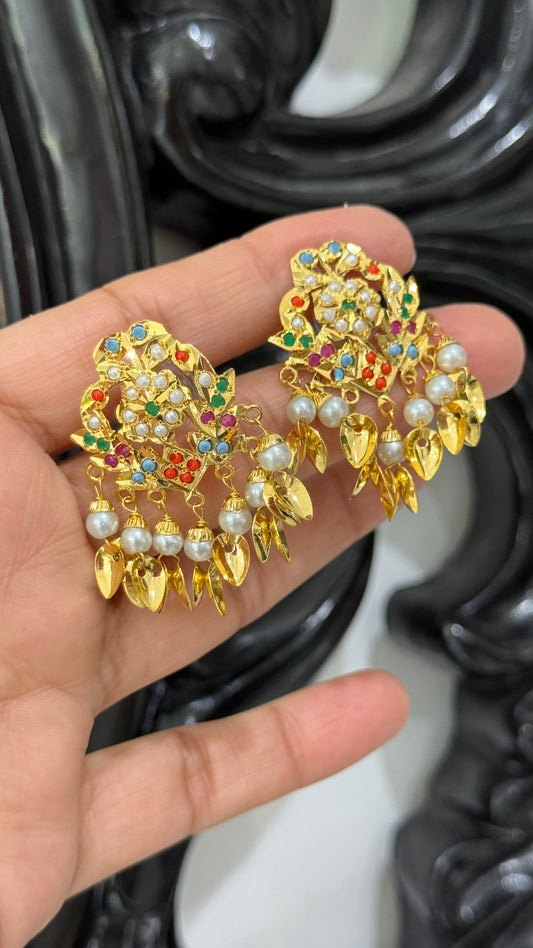 real jadau gold plated stud earrings