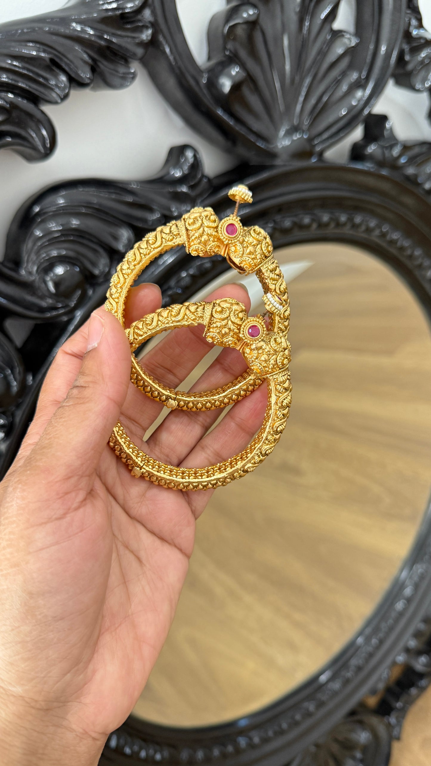 Gold plated kangan antique look Sandookh collection design no 14
