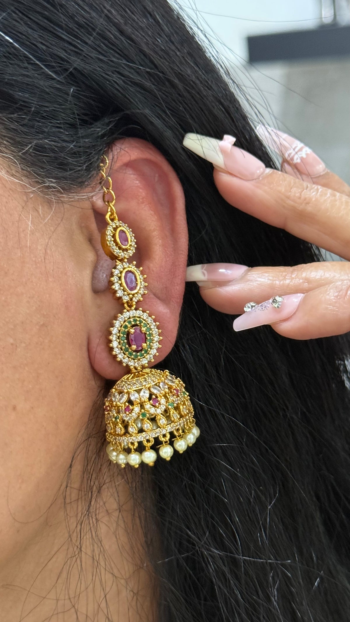 Jadau jhumki Earrings Available Australia Shop Online sahare attached