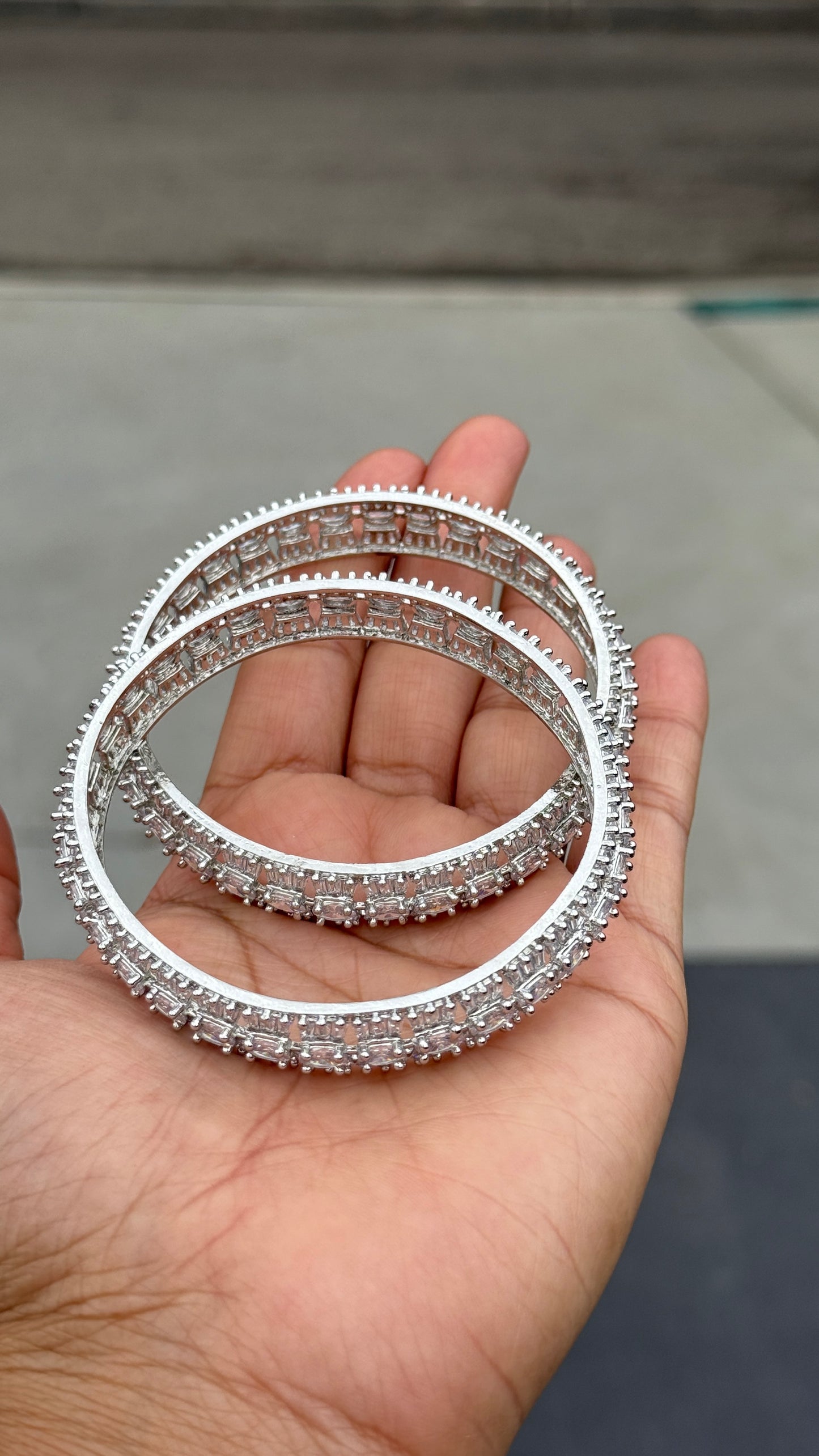 American Diamond silver kangan