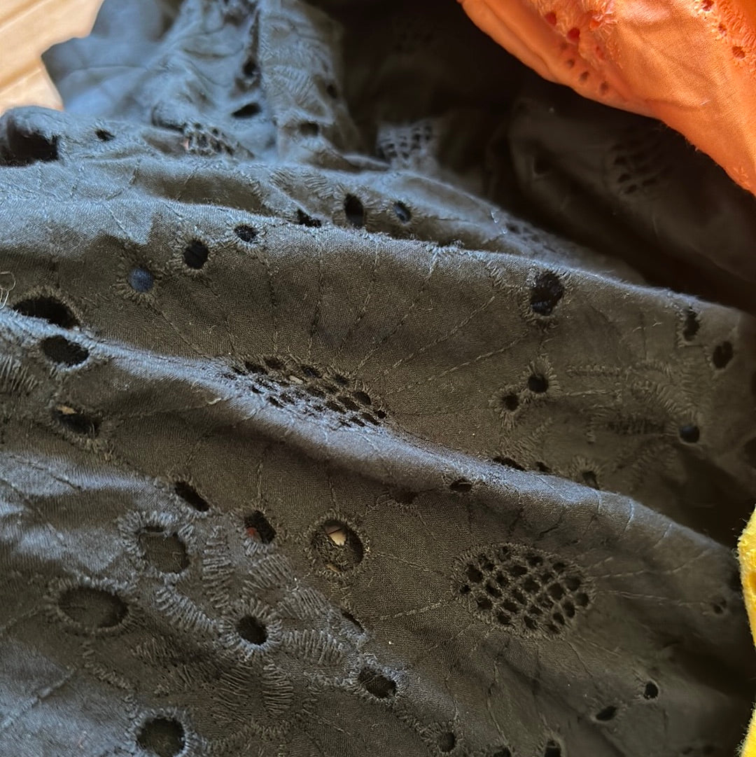 Black Chikankari cotton short outfit