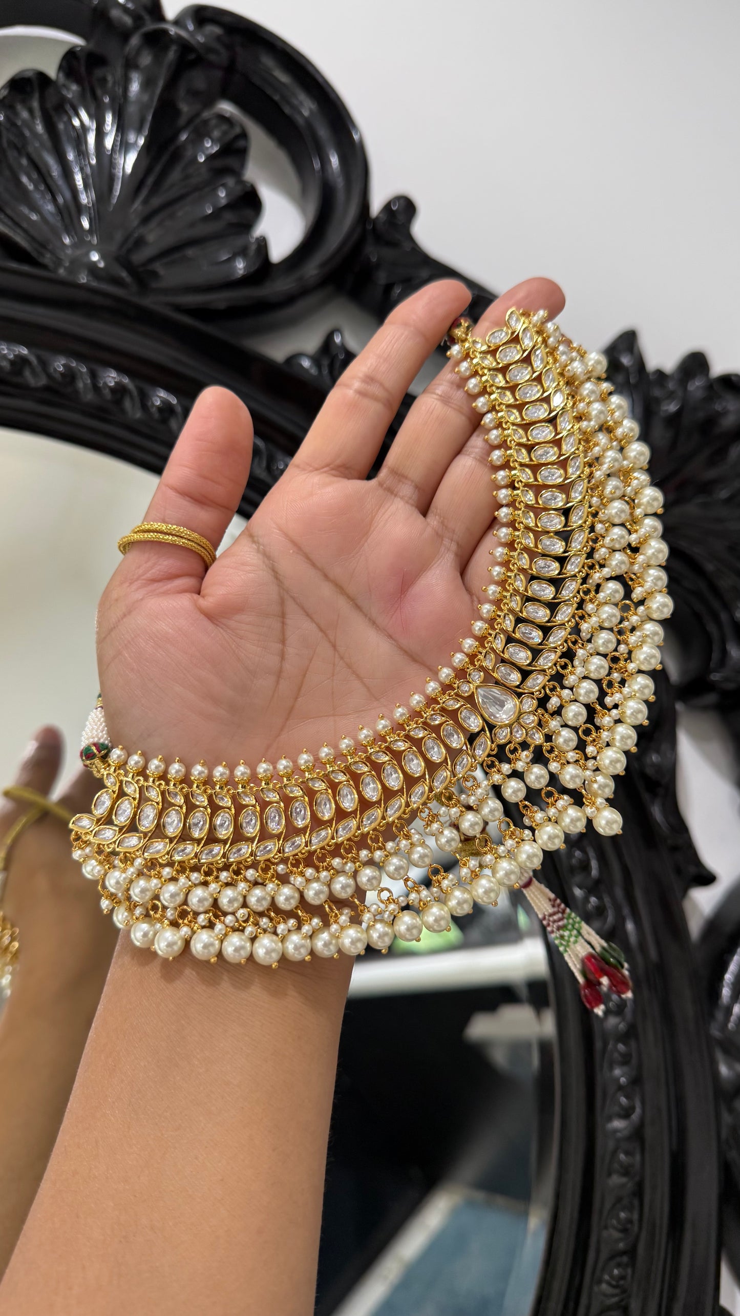 Gold Plated Kundan Necklace with Earring and Tikka Bridal Jewellery Australia