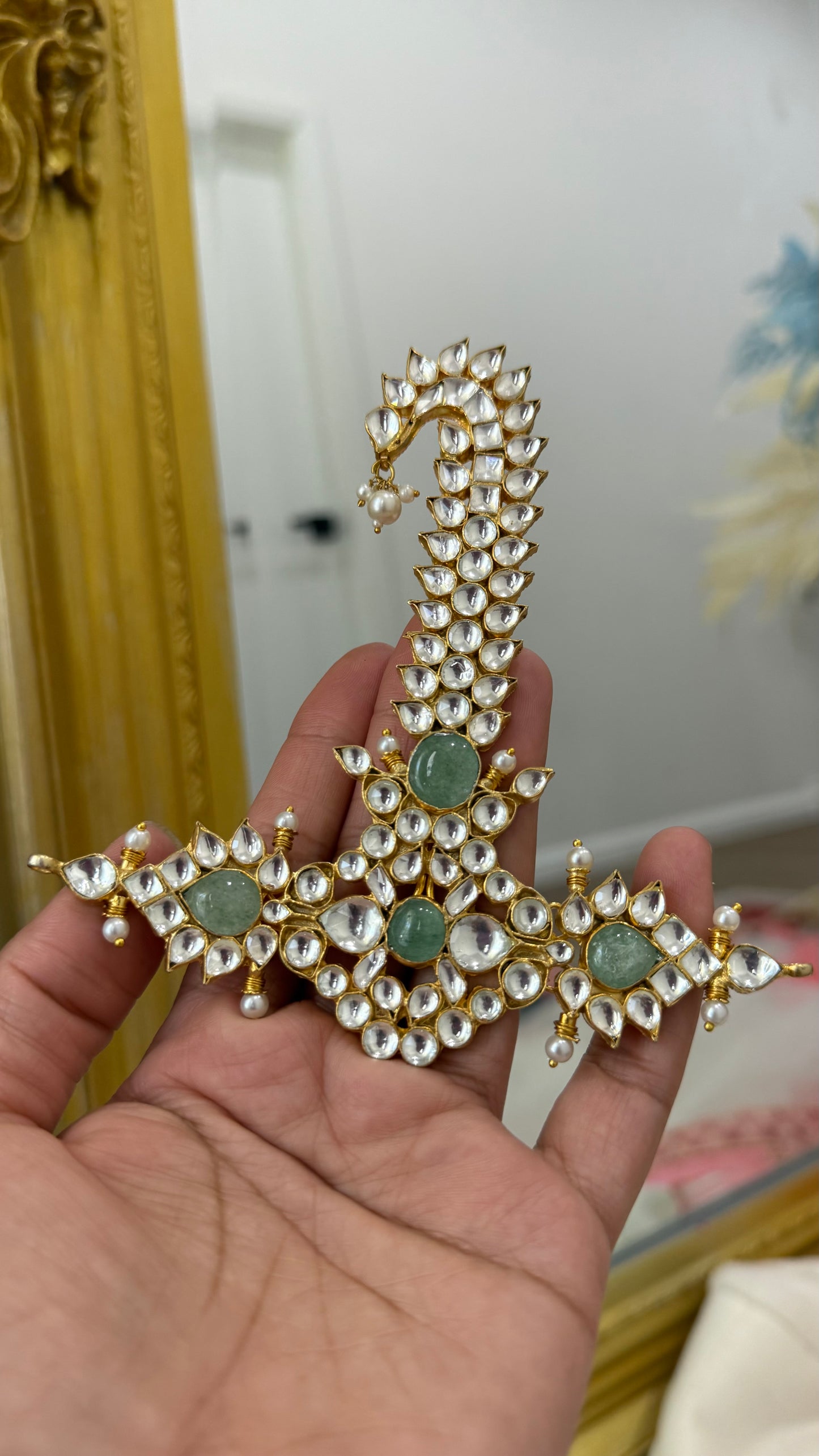 Handcrafted Wedding Kalgi Pachi – Groom/Men Turban Accessory | Gold-Plated | Mehar Punjab Designs