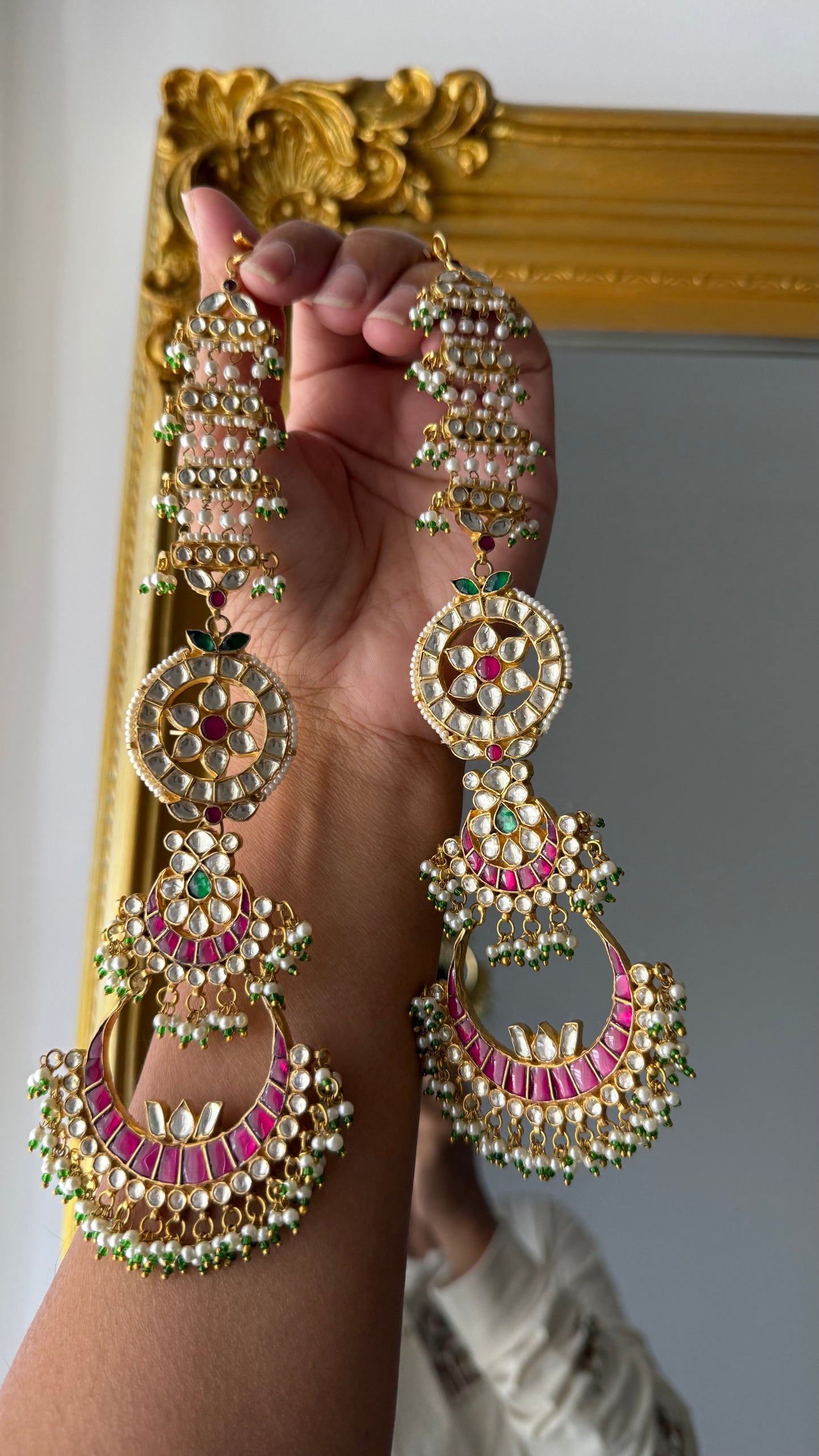 Pachi Kundan earrings gold plated with sahare