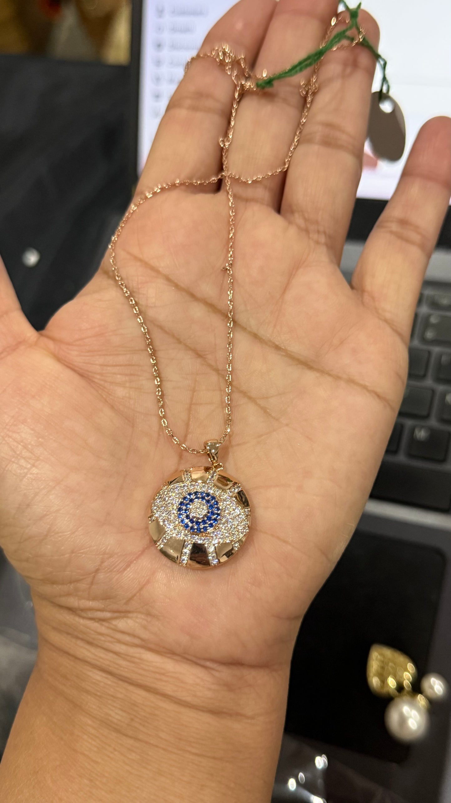 evil eye pendant with chain necklace
