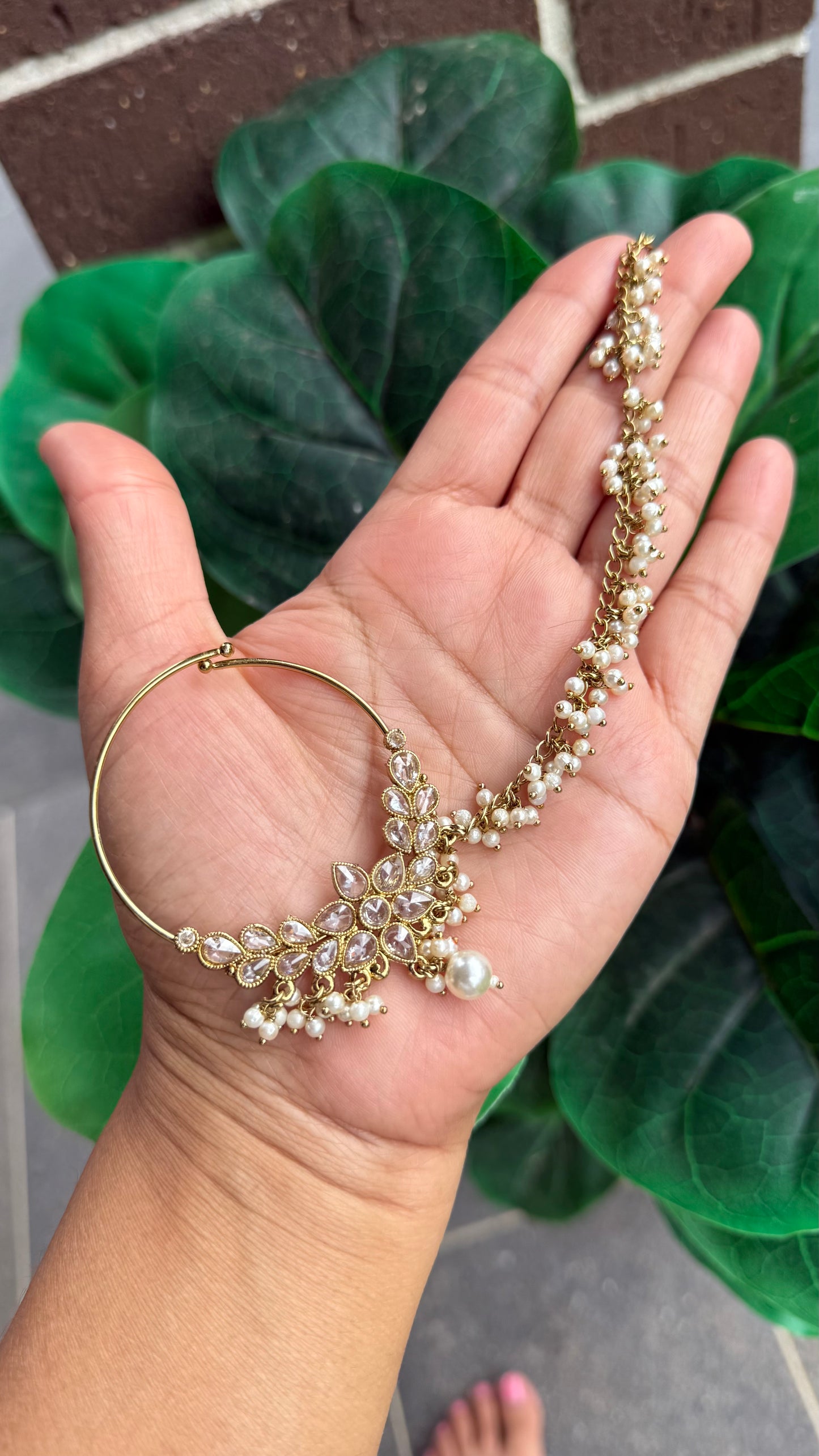 Kundan Nath (Non-Piercing Nose Ring) – Traditional Bridal Nath