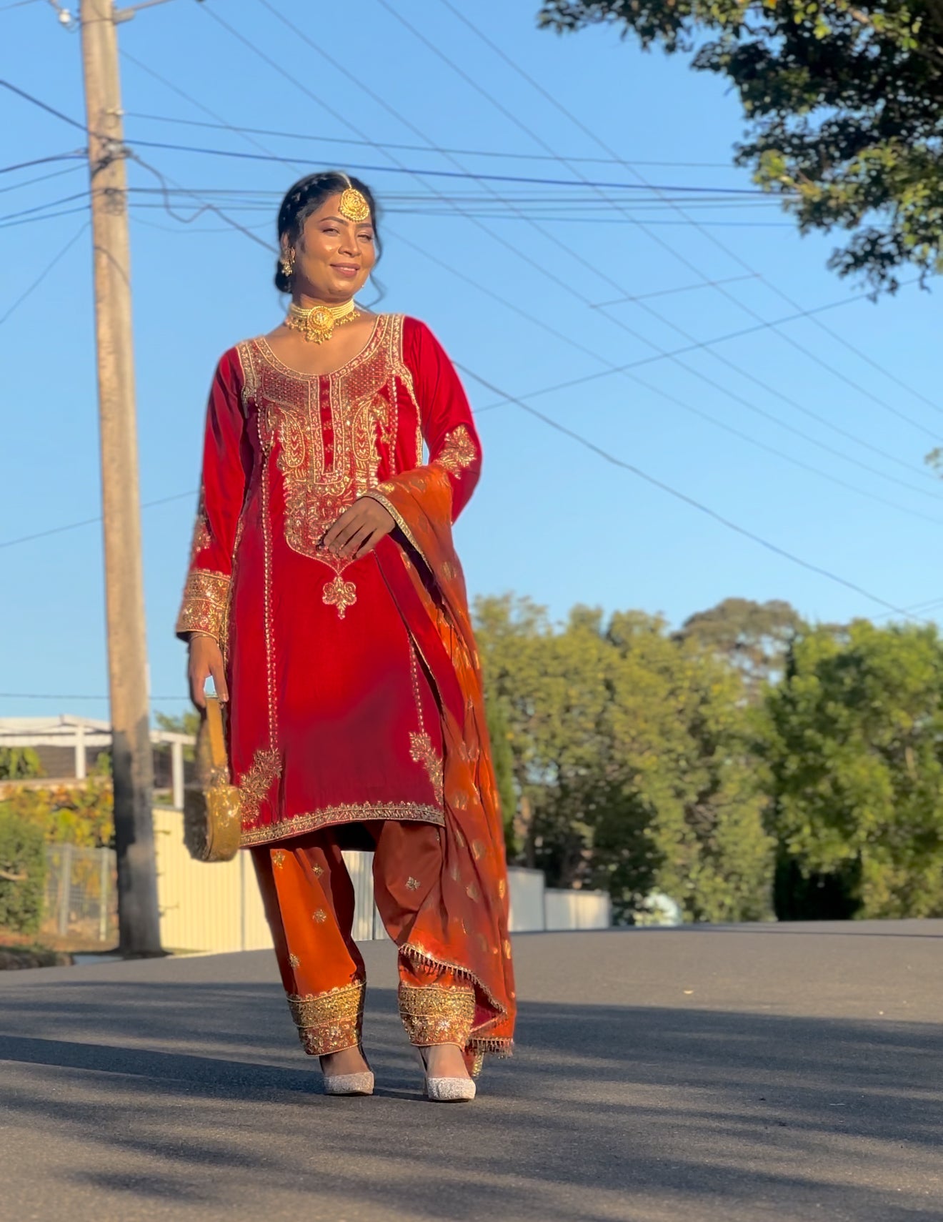party wear salwar suit red