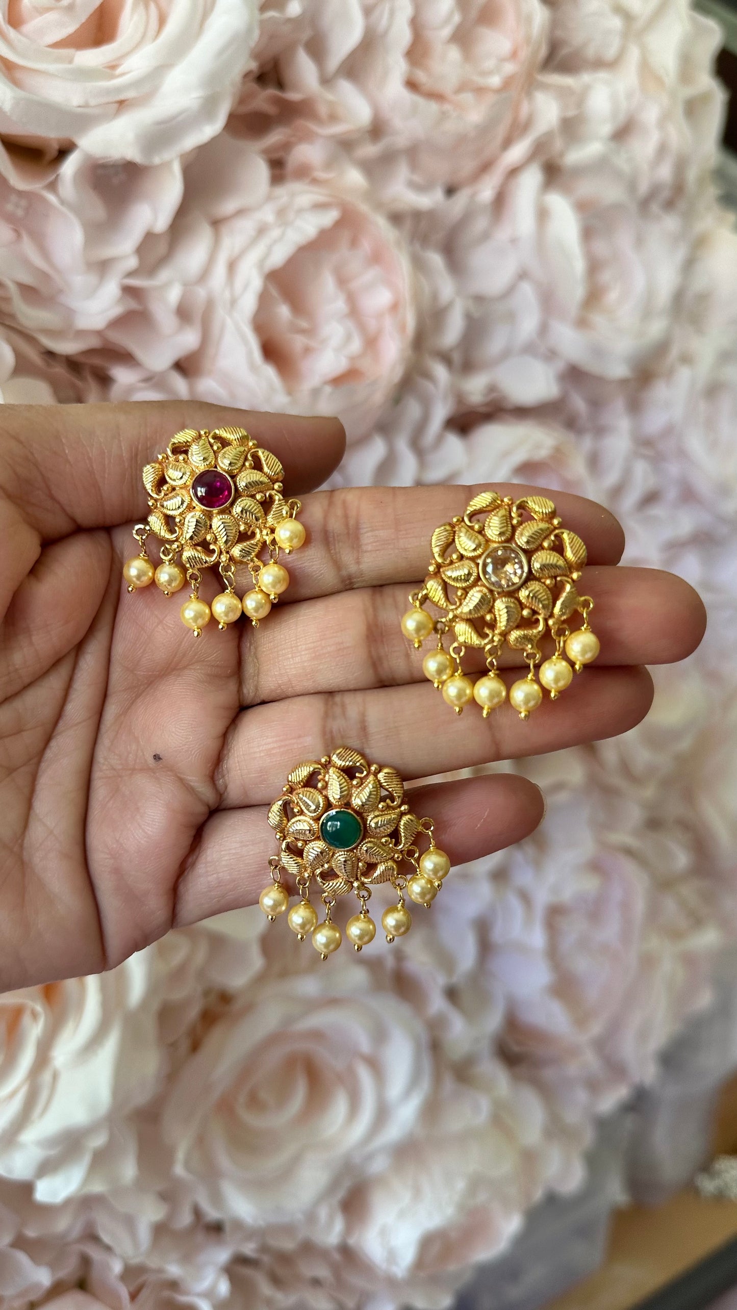 Gold plated studs sandookh collection