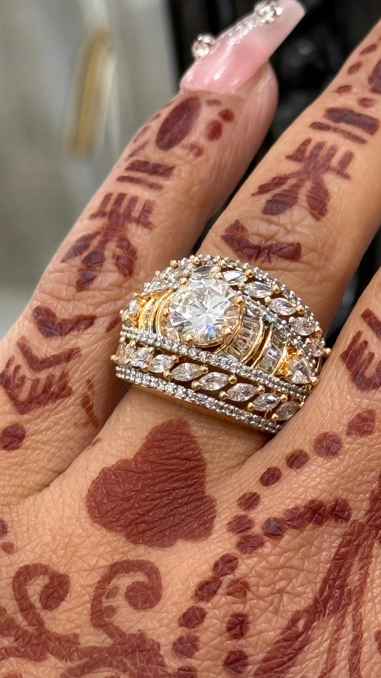 American Diamond Adjustable Ring – Real Gold & Diamond Look Design no 46
