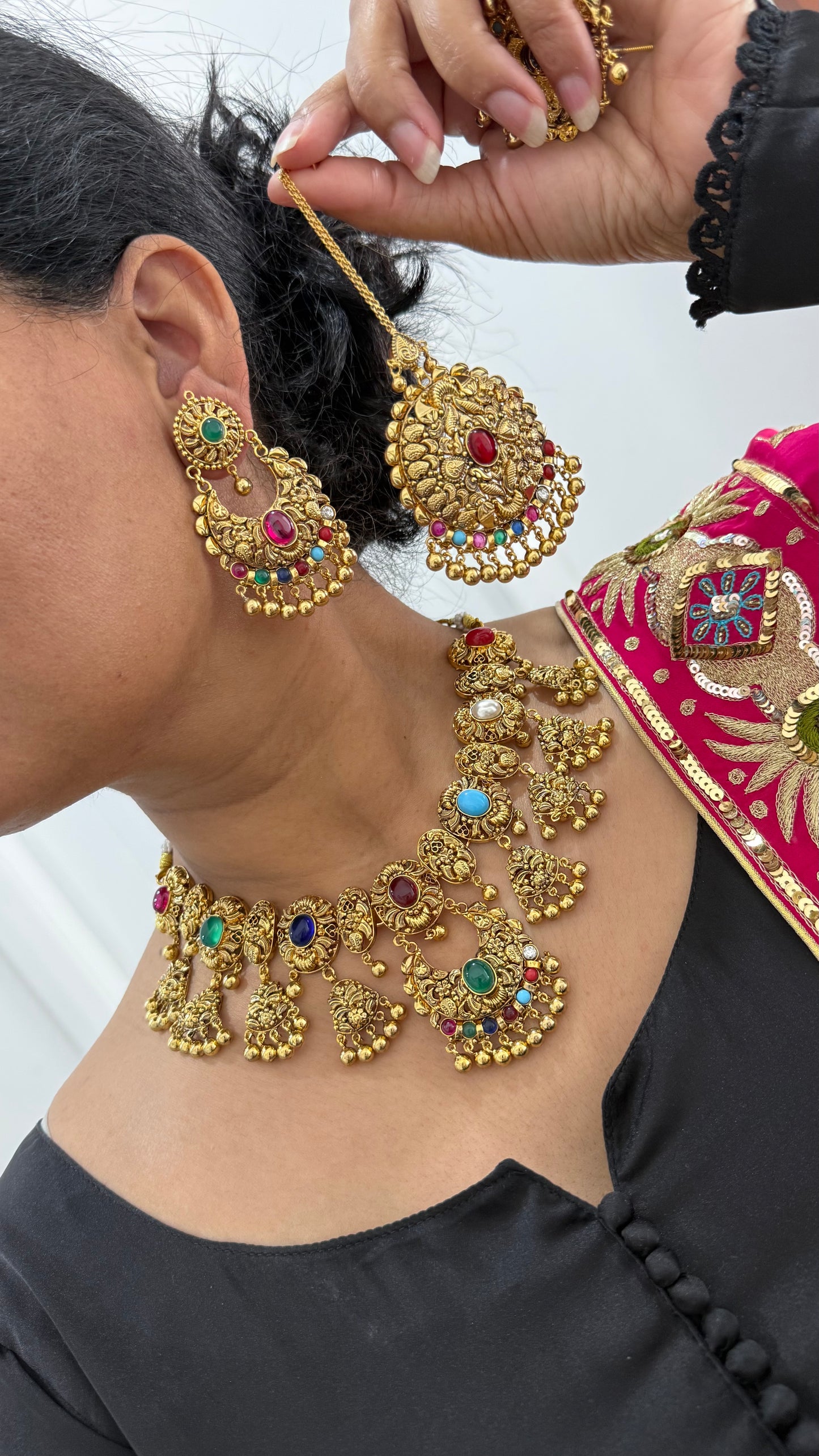 Gold plated necklace set Sandookh collection Bridal or party wear