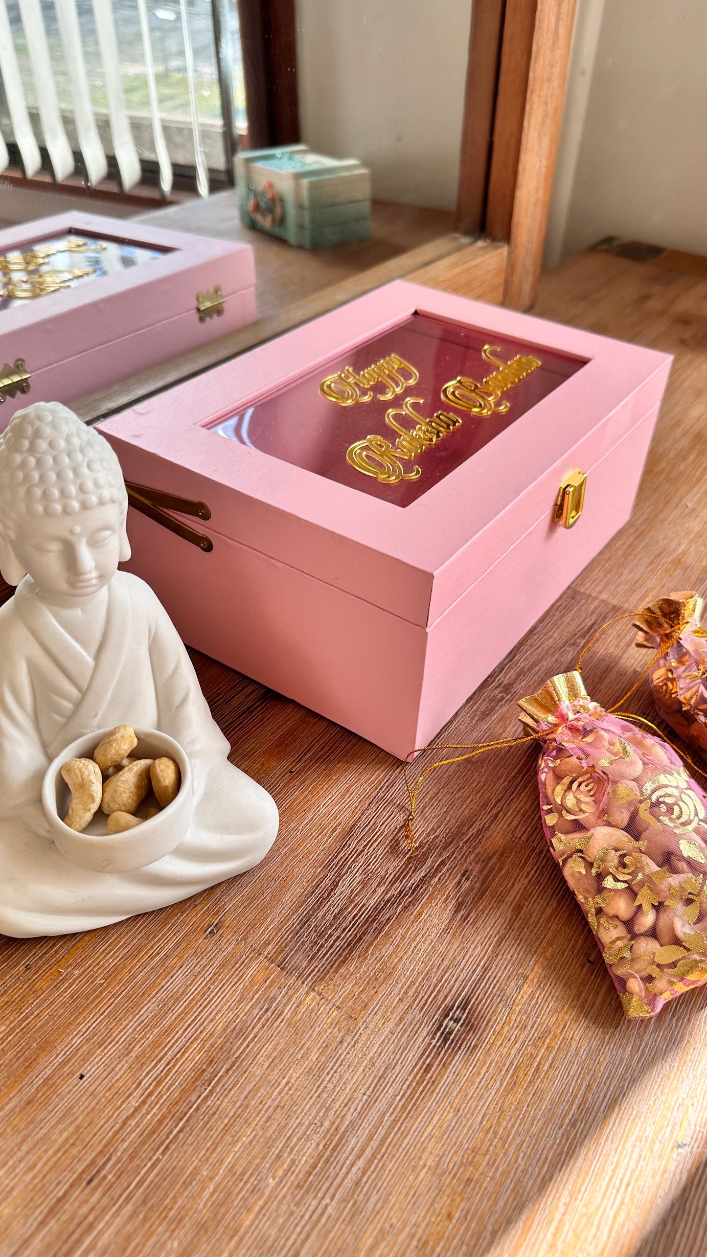 Rakhi gift hamper pink empty