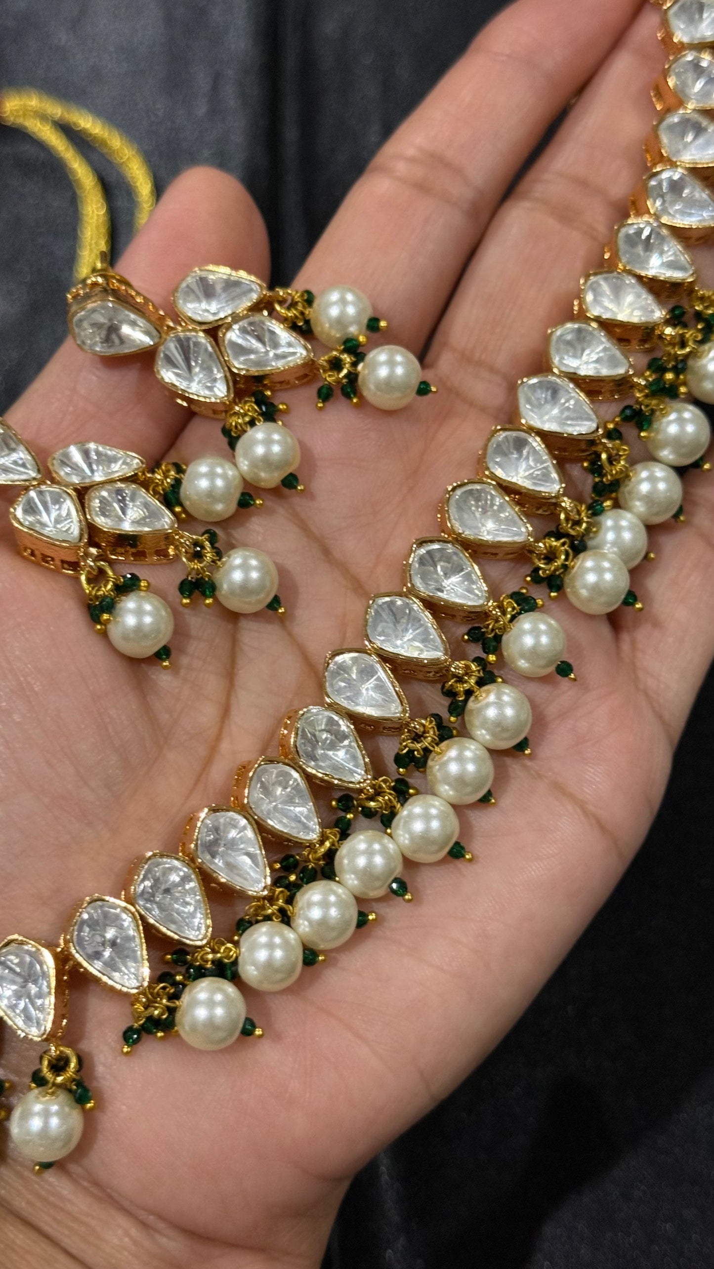 gold plated kundan necklace