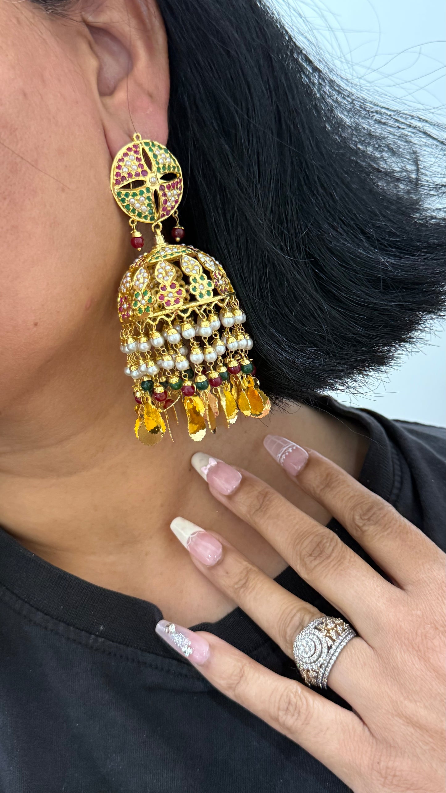 Real Jadau Gold Plated Jhumka