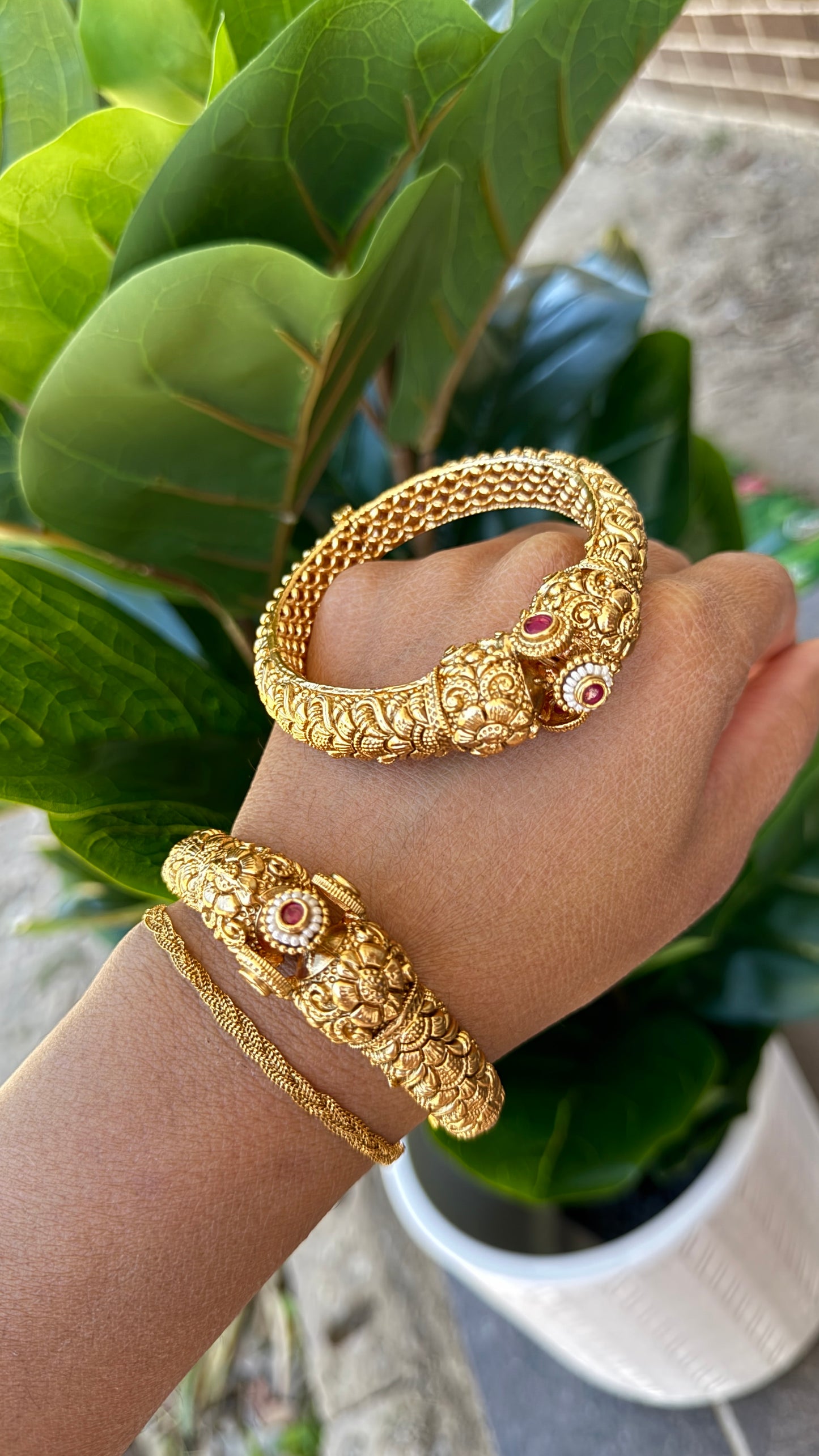 Gold plated kangan antique look Sandookh collection design no 14