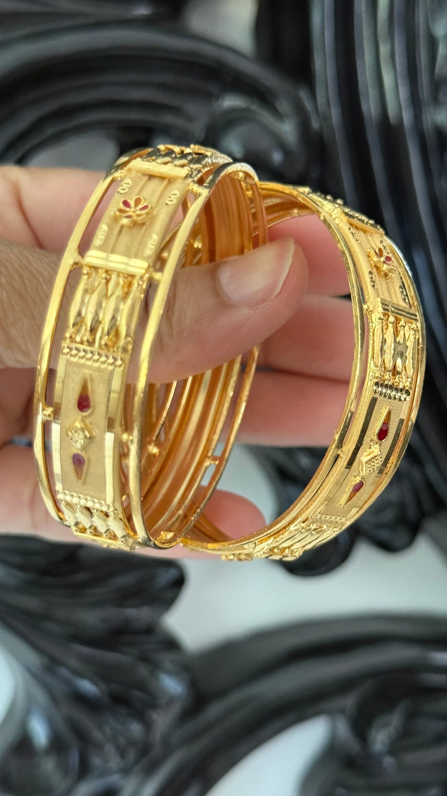 Gold plated kangan Sandookh collection design no 41