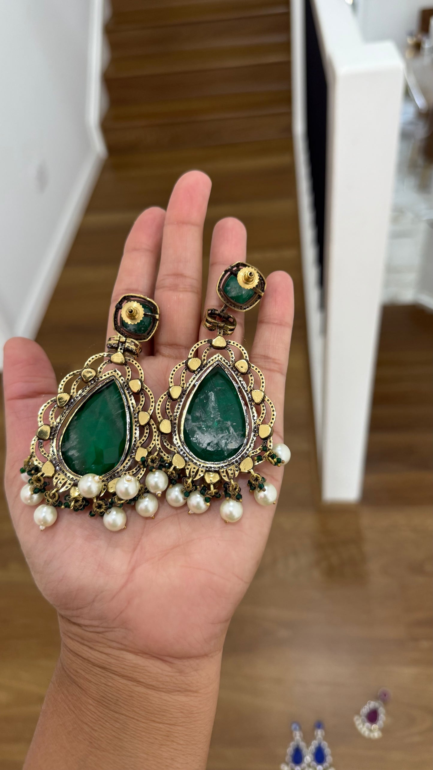 Moissanite Kundan earrings Real Gold Inspired affordable design