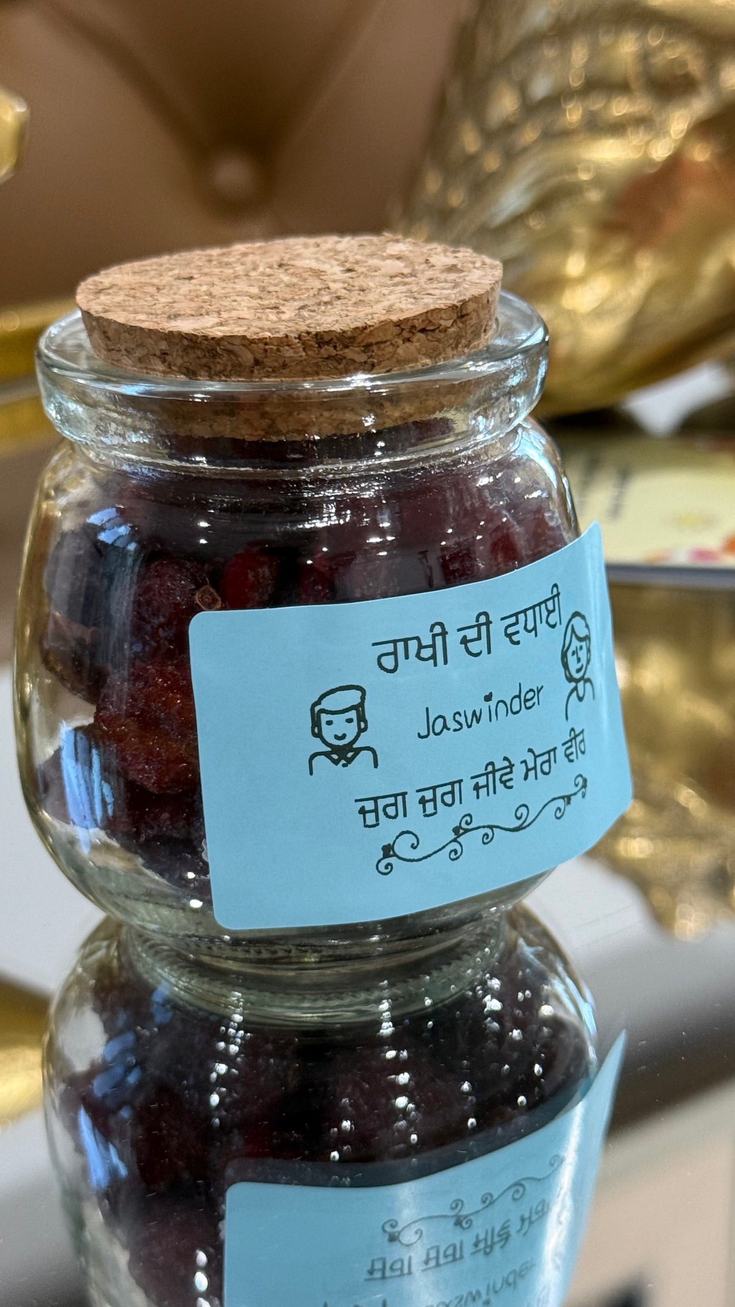 Personalised Dried cranberries Jar for Rakhi
