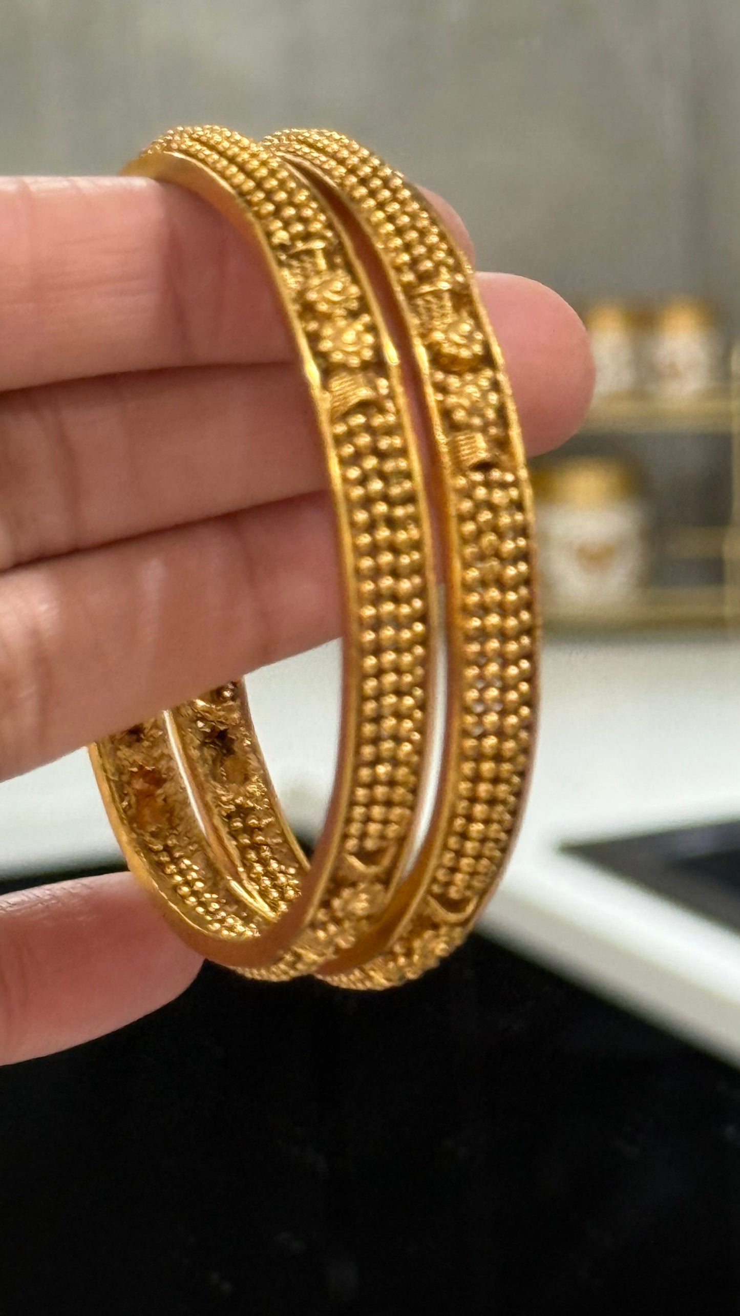 Antique Gold plated kangan Sandookh collection design no 33