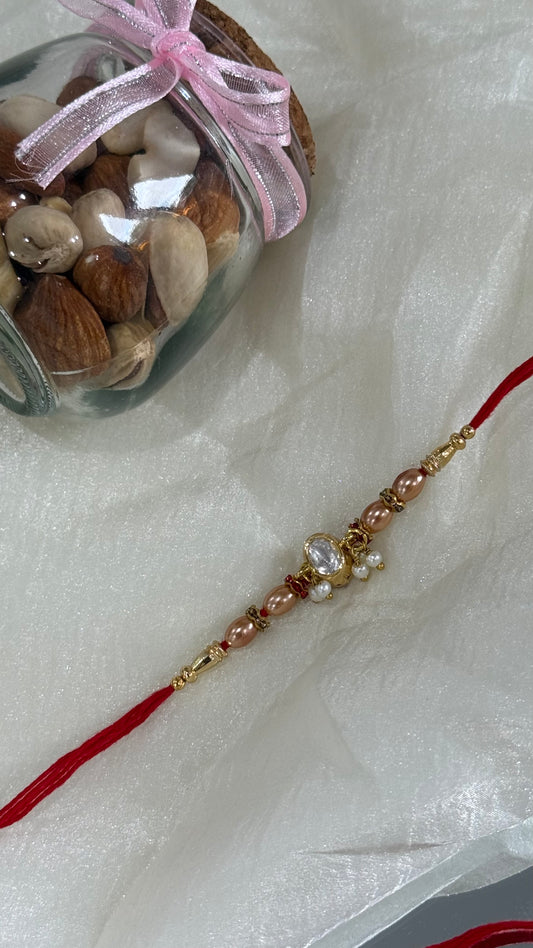 Premium uncut Kundan Rakhi for Brother Hand Made