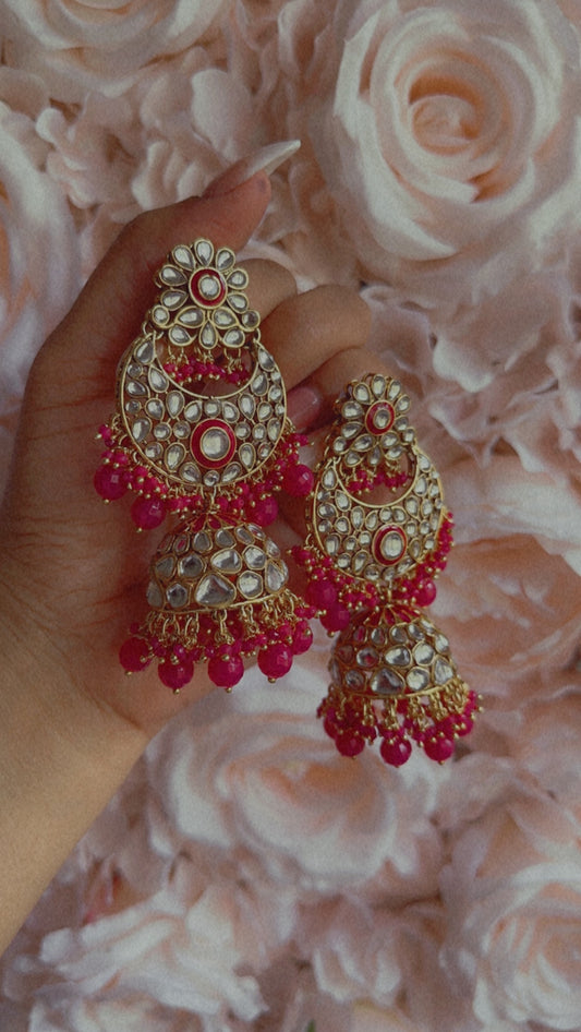 Chaandbali jhumka style earrings