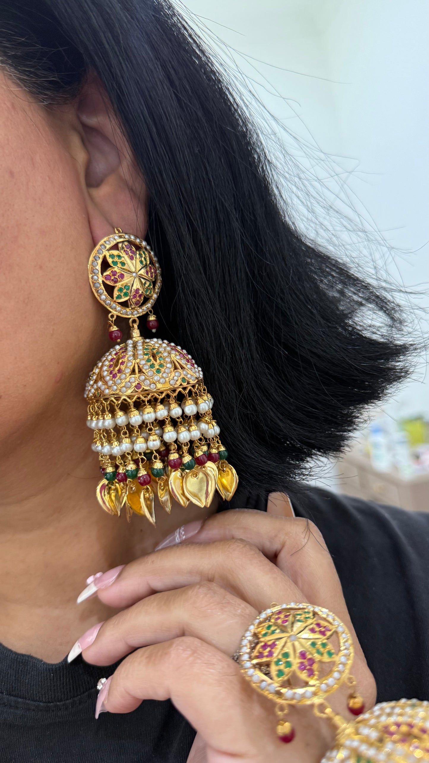 Real Jadau Gold Plated Jhumka