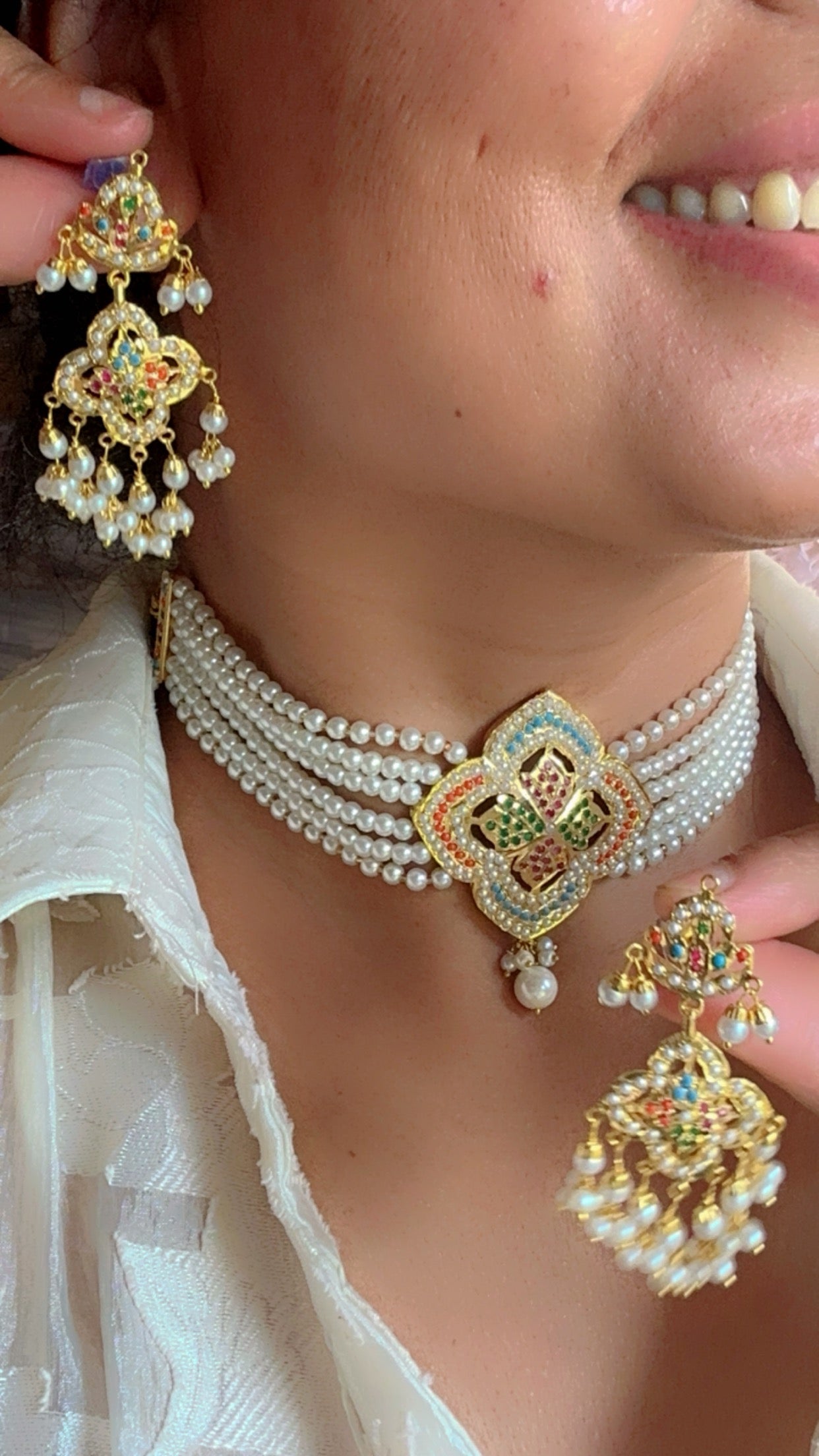 Real jadau gold plated choker
