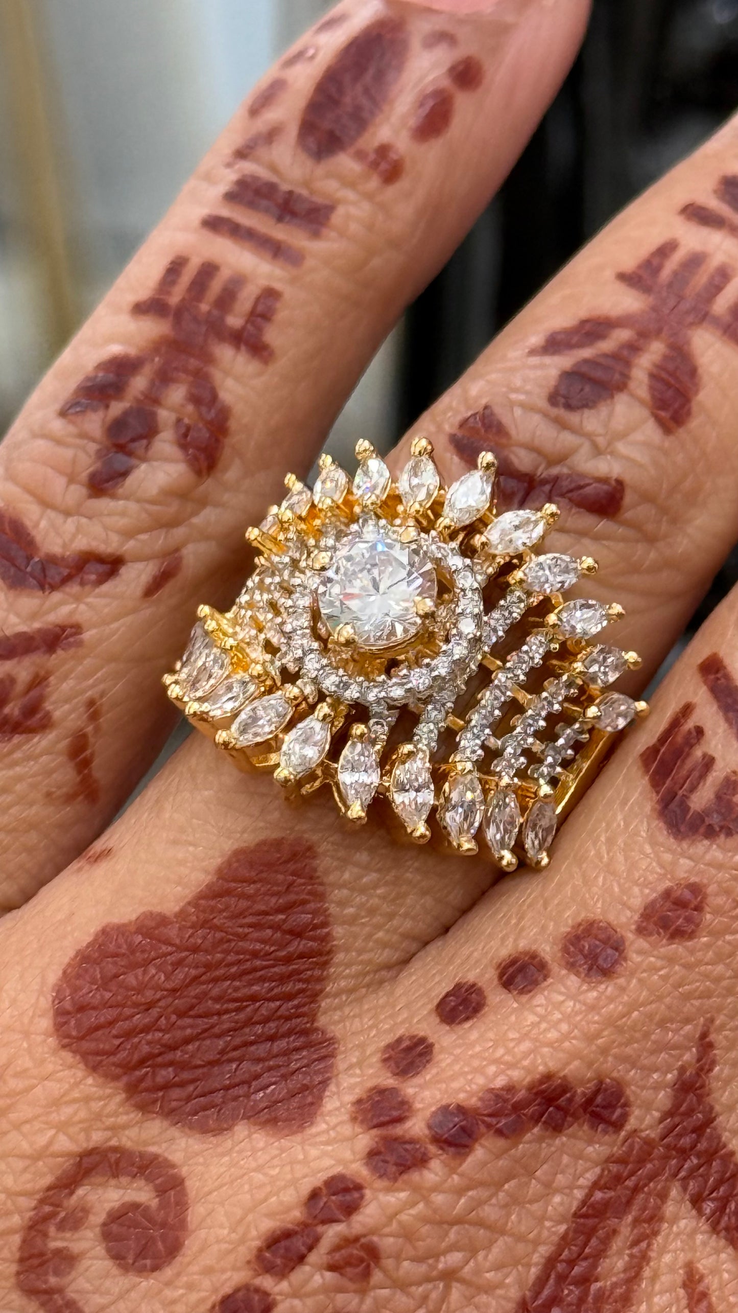 American Diamond Adjustable Ring – Real Gold & Diamond Look Design no 45