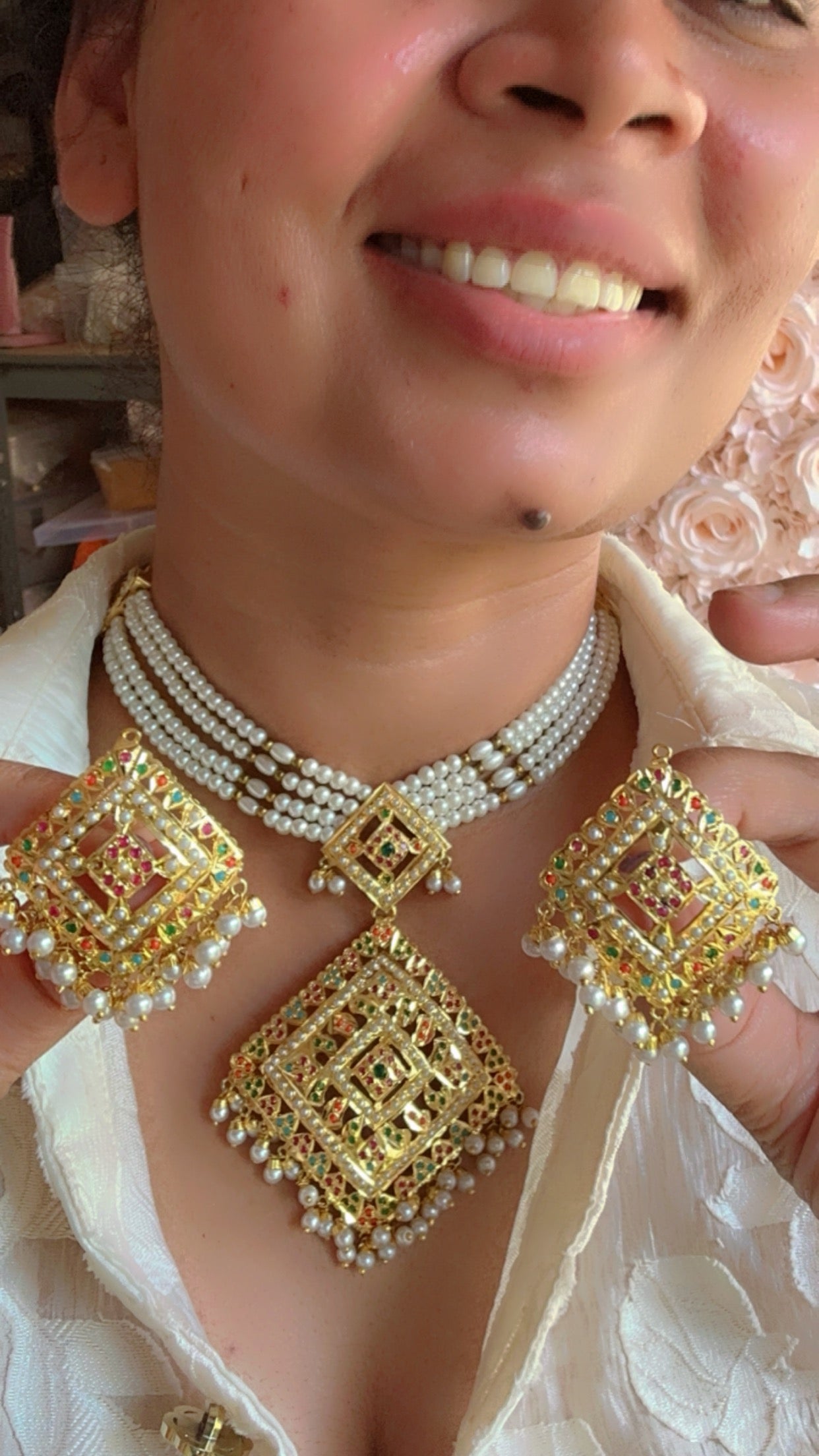 Real jadau gold plated necklace or choker