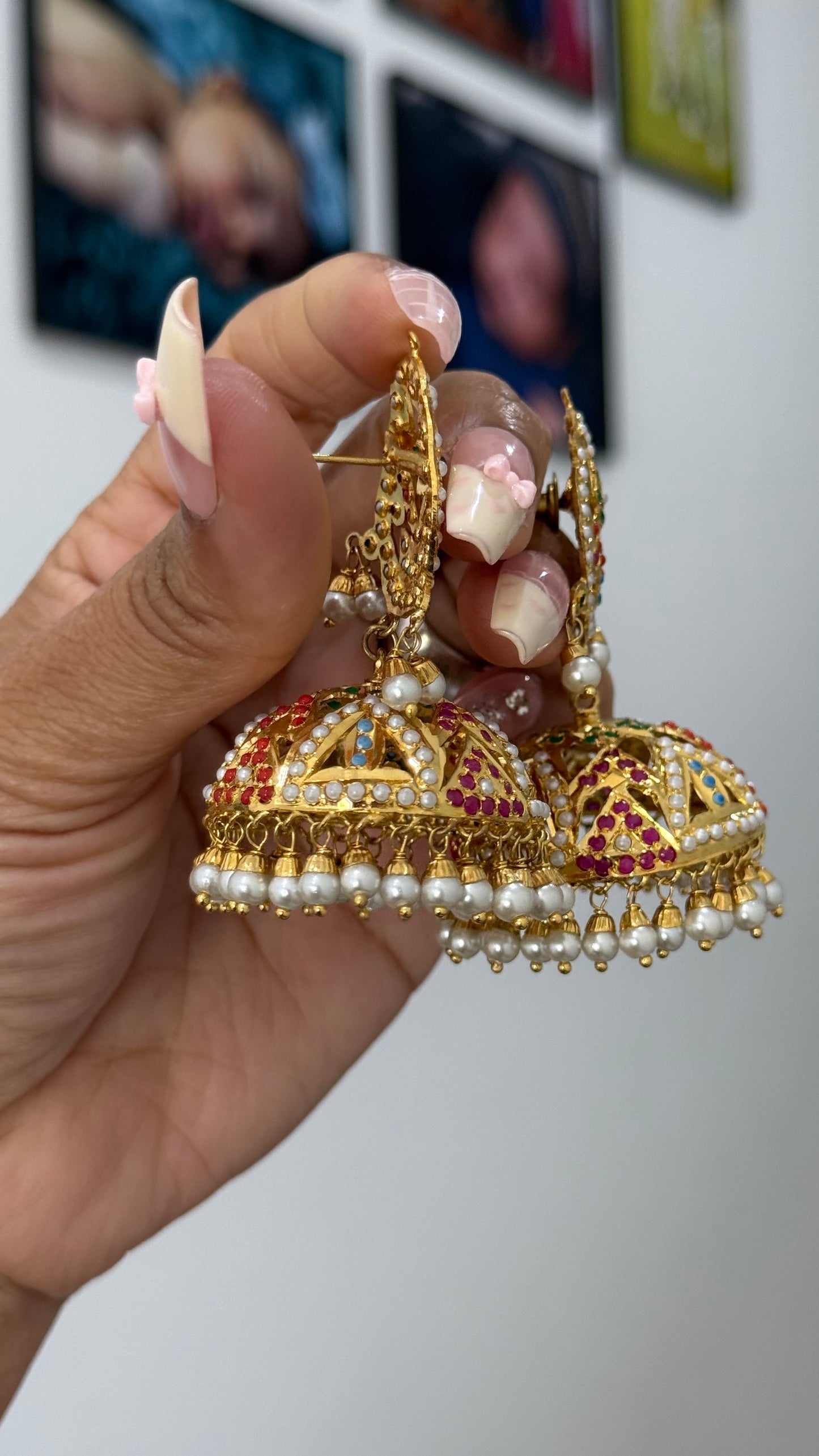 Real Jadau Gold Plated Jhumka