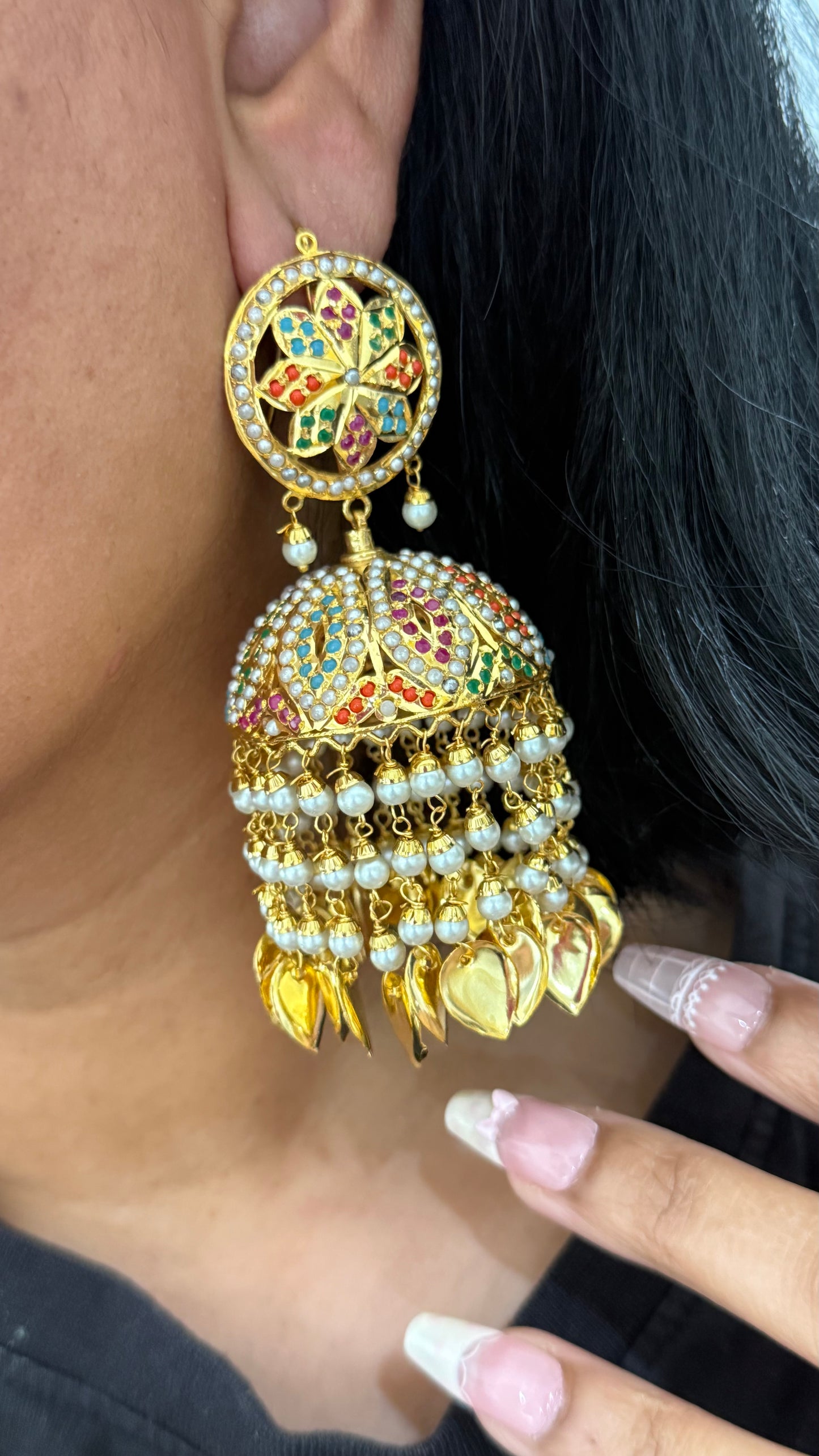 Real Jadau Gold Plated Jhumka