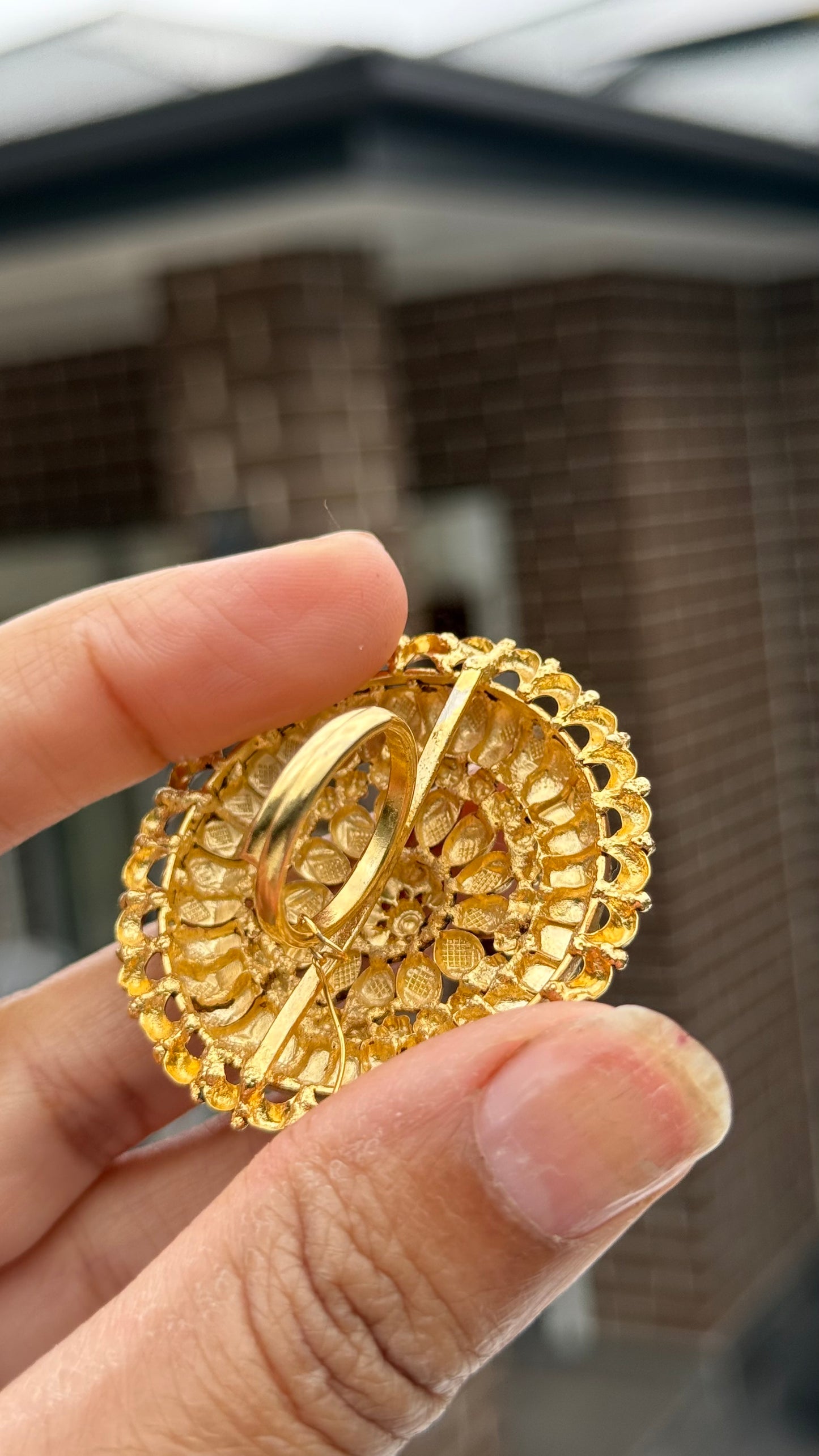 Antique gold plated ring adjustable Sandookh collection