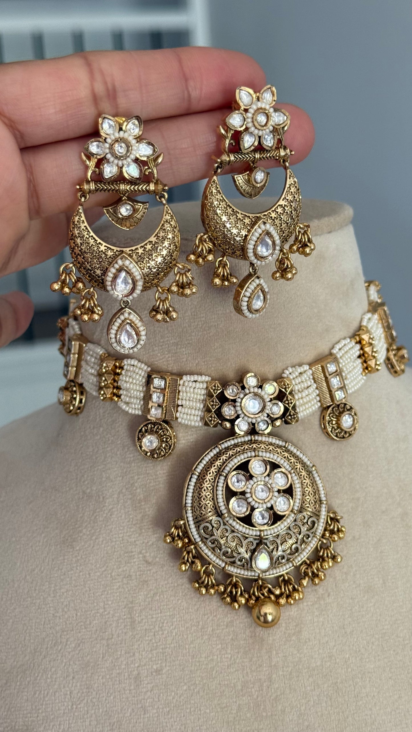 Gold Plated Indian choker Sandookh collection