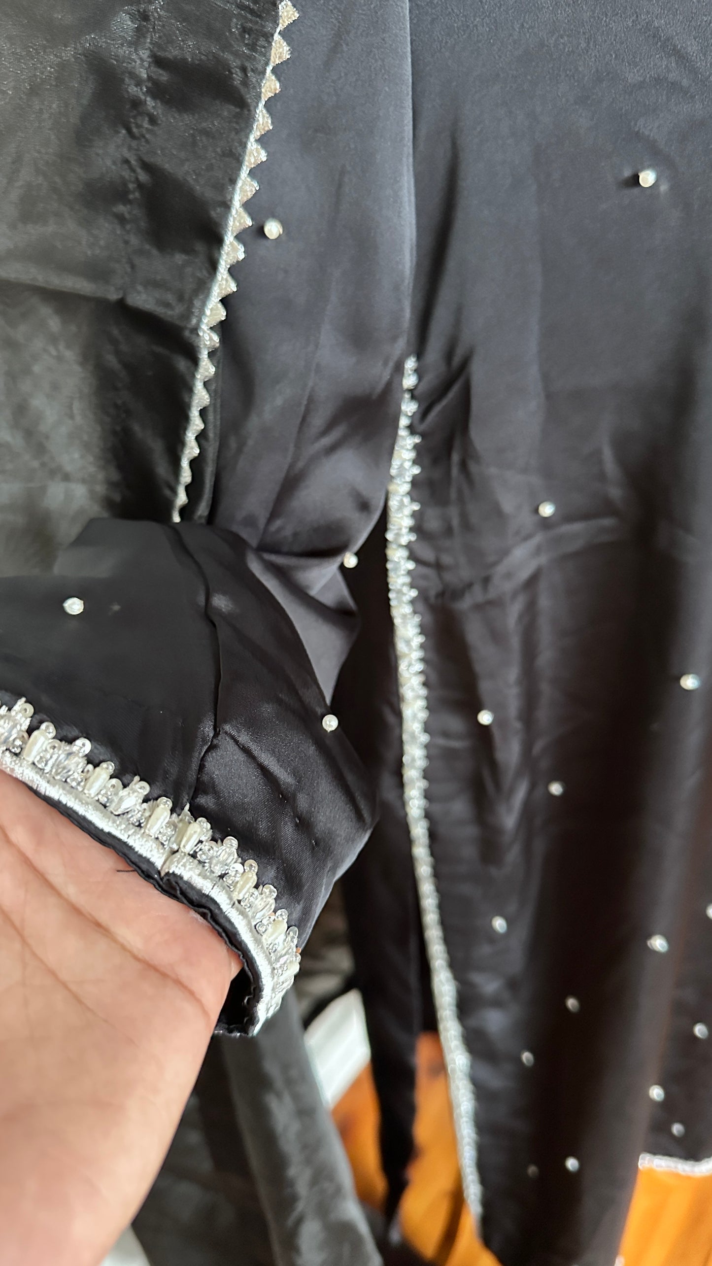 Three piece Pakistani hand work outfit black