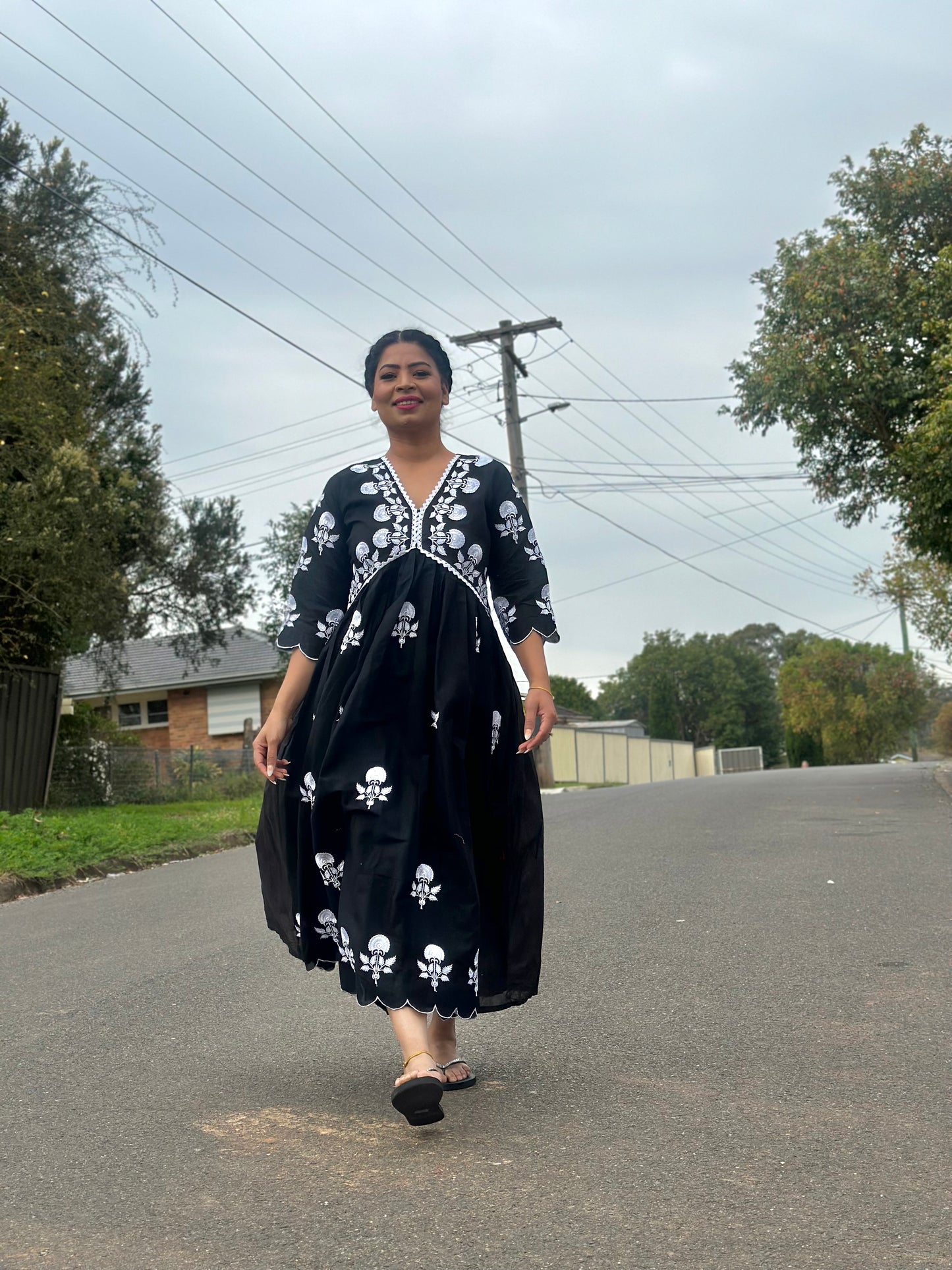 black cotton outfit with dupatta